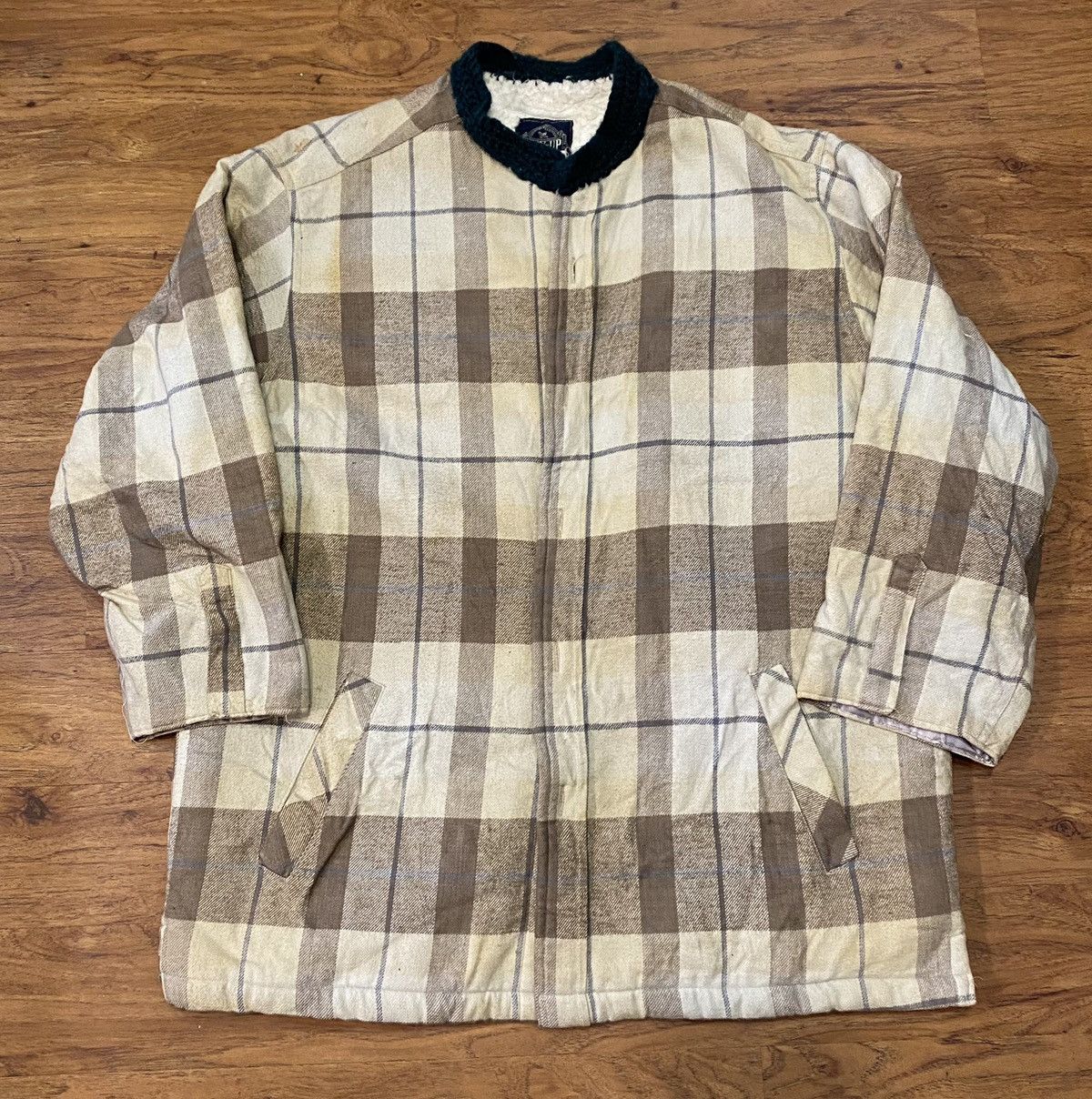 Japanese Brand Vintage 80’s Tray Up Jacket Plaid Sherpa Japanese Designer Size US L / EU 52-54 / 3 - 1 Thumbnail