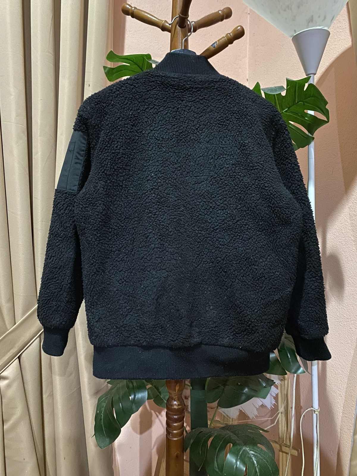 Japanese Brand Frank Stone Black Sherpa Fleece Bomber Jacket Korean Street Size US M / EU 48-50 / 2 - 7 Thumbnail
