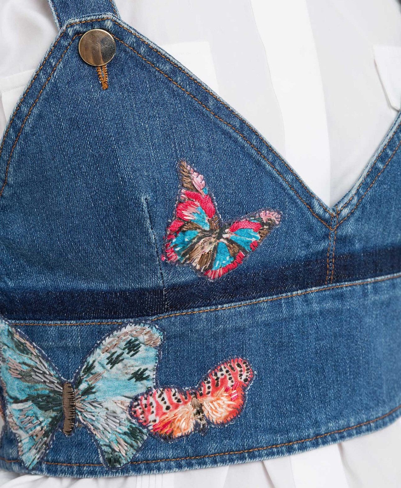 Valentino Last Valentino Embroidered Denim Top Size L / US 10 / IT 46 - 2 Thumbnail