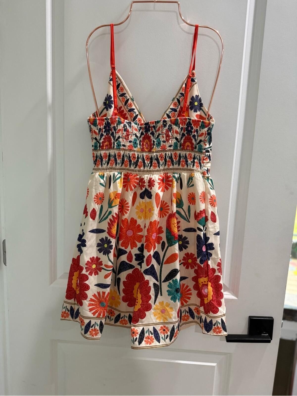 Other Embroidered Floral V-Neck Romper with Red Straps Size 32" / US 10 / IT 46 - 5 Thumbnail