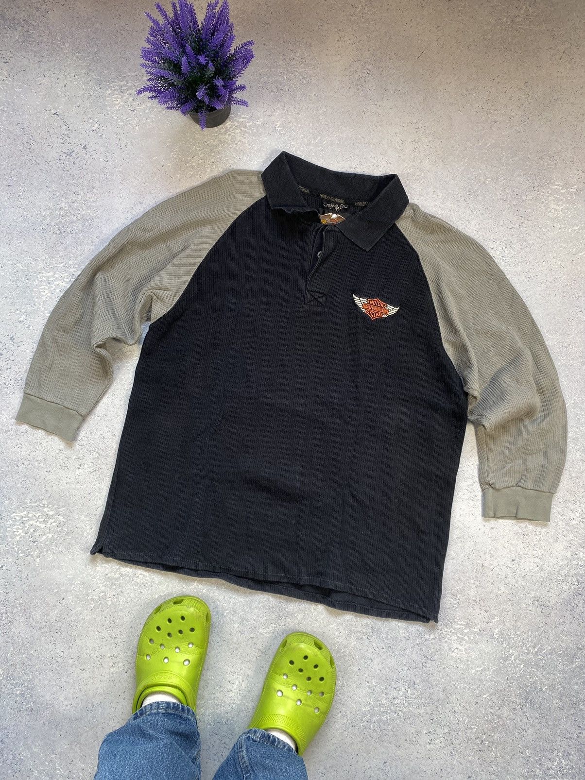 Harley Davidson × Vintage Vintage Harley Davidson Men’s Velvet Sweatshirt With Logo Size US L / EU 52-54 / 3 - 10 Thumbnail