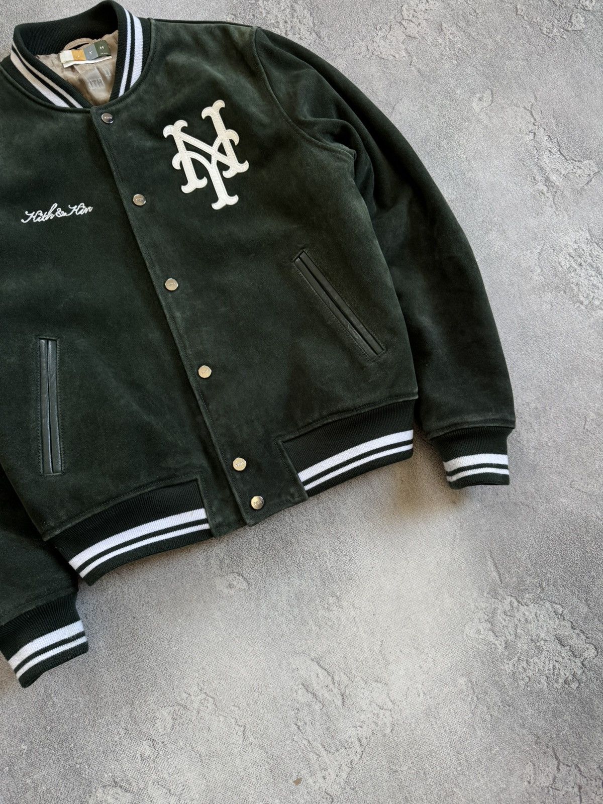 Men's Kith MLB New York Mets Suede Leather Bomber S Jacket