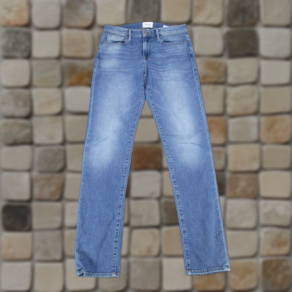 Frame FRAME Jeans Mens 30 Athletic Light Wash Denim Zip 33 Inseam Stains Tapered Regular Blue 2010s Mens Size US 30 / EU 46 - 1 Thumbnail