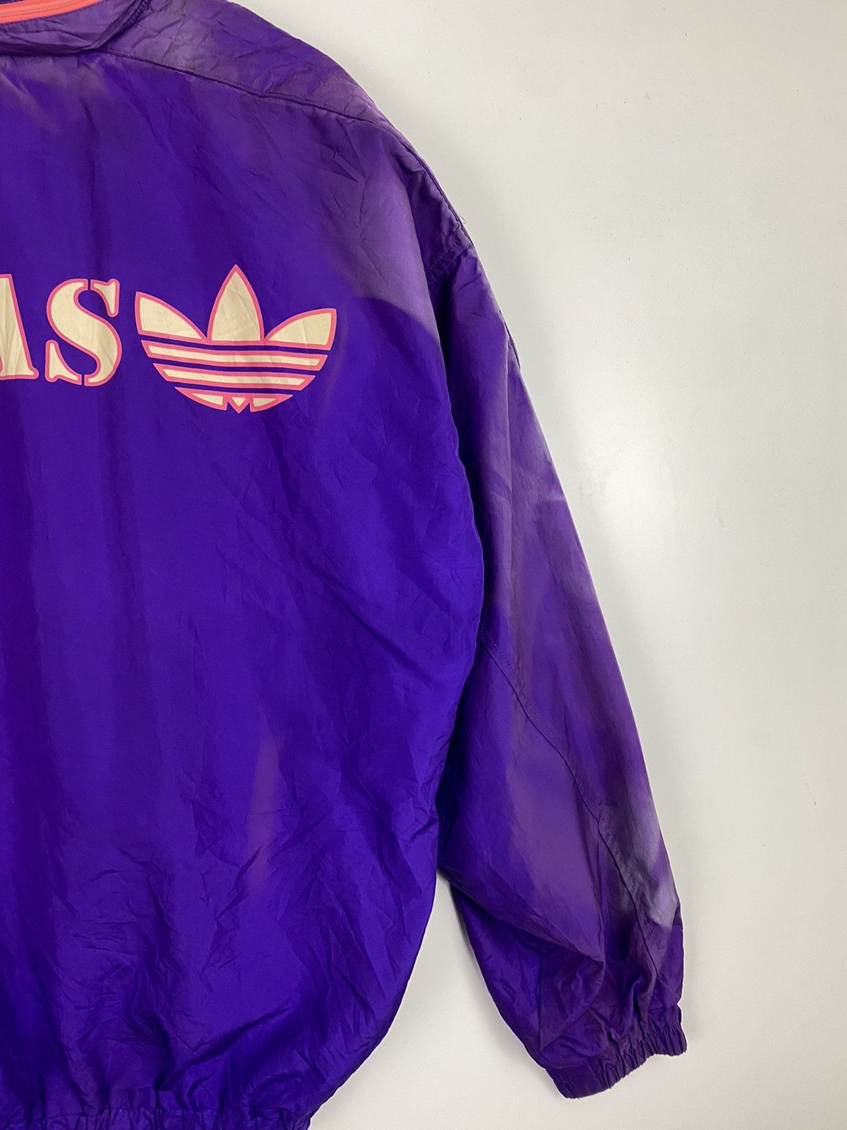 Adidas × Vintage Vintage Adidas Purple Jacket Big Logo ( Sun Faded ) Size US L / EU 52-54 / 3 - 4 Thumbnail