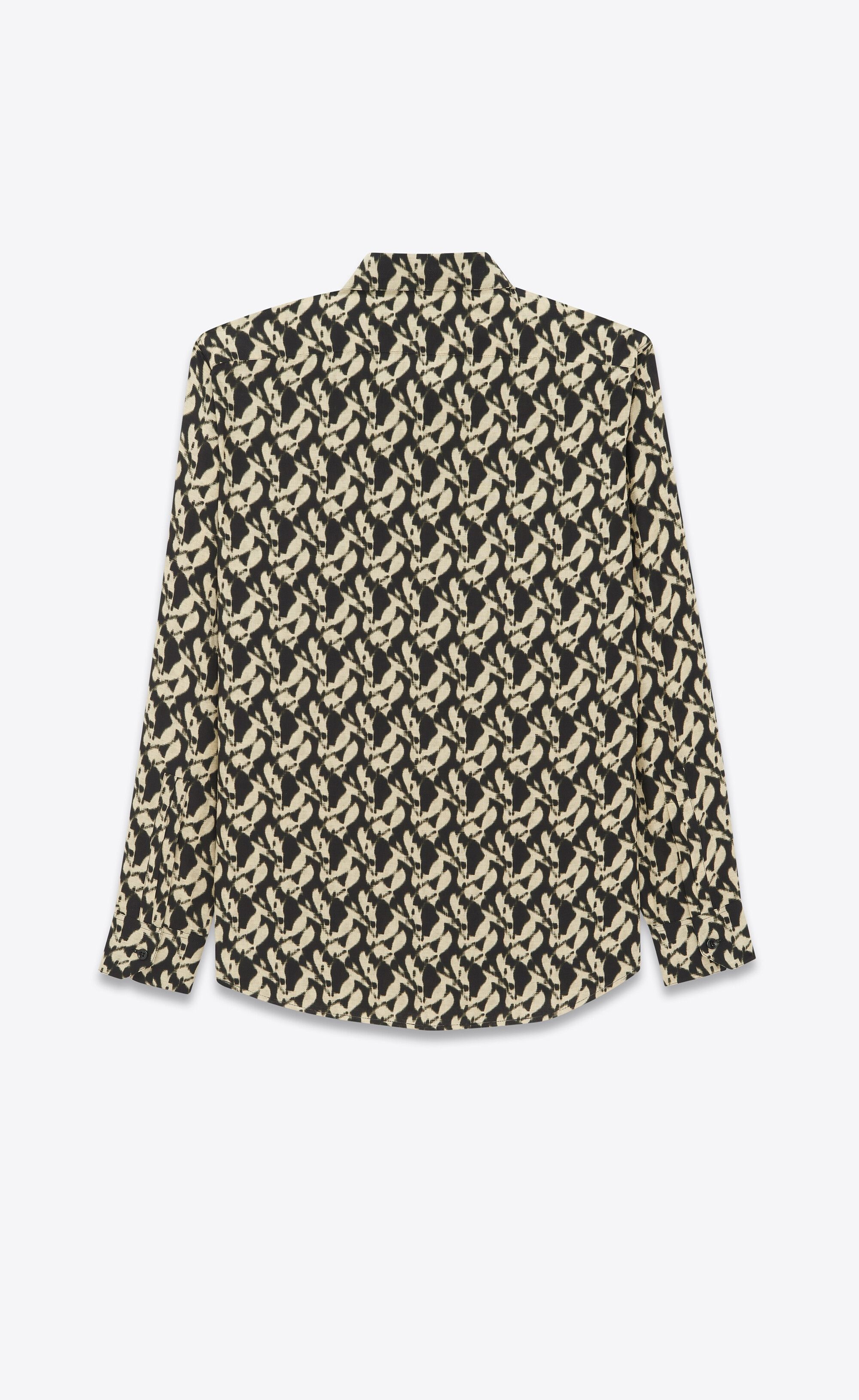 Saint Laurent Paris o1bcso1str0125 Shirt In Viscose And Silk in Black/Sand Size US S / EU 44-46 / 1 - 2 Thumbnail