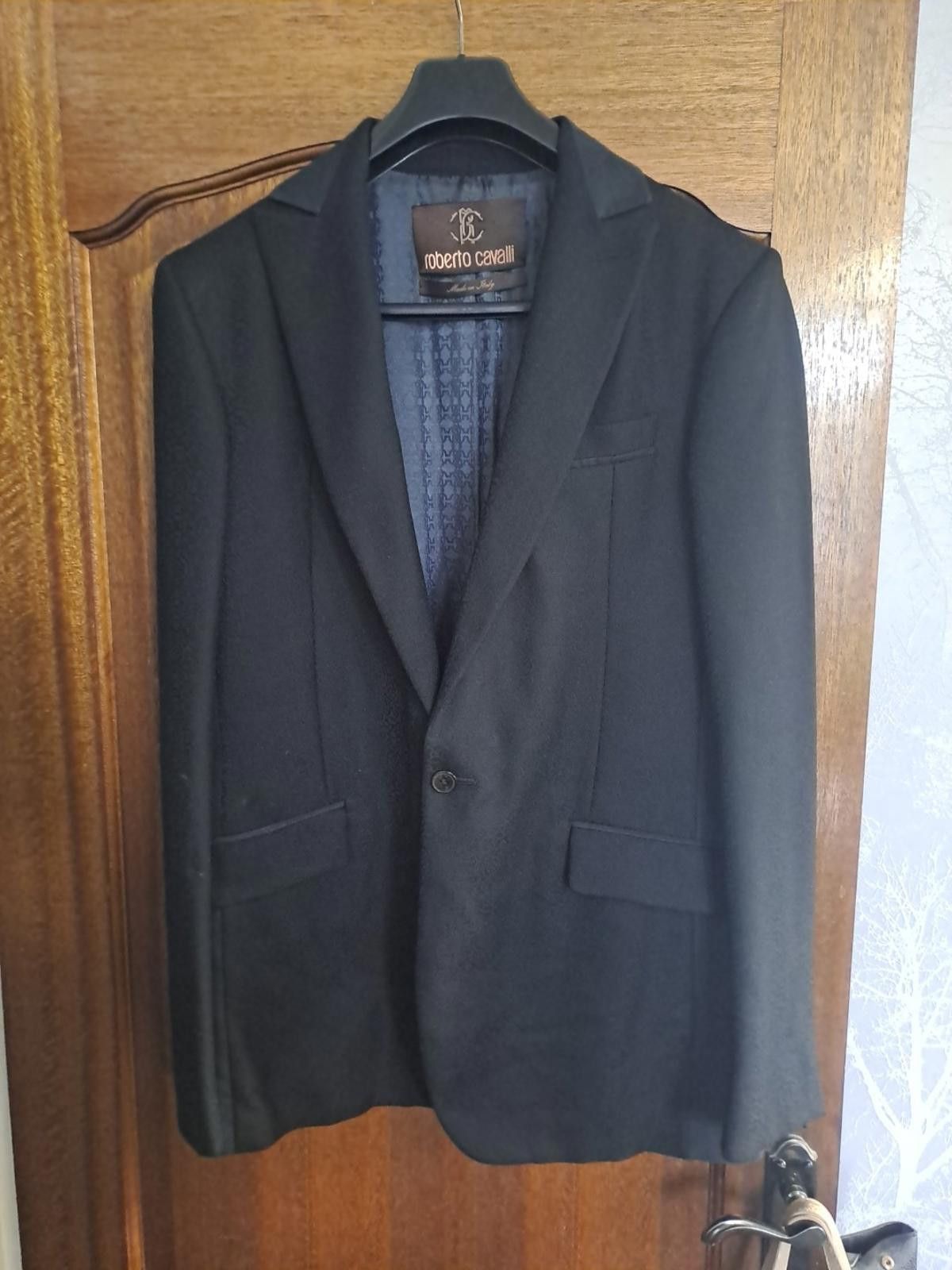 Roberto Cavalli Roberto Cavalli Mens Black Wool Embossed Jacket Size 40 Size US M / EU 48-50 / 2 - 1 Thumbnail