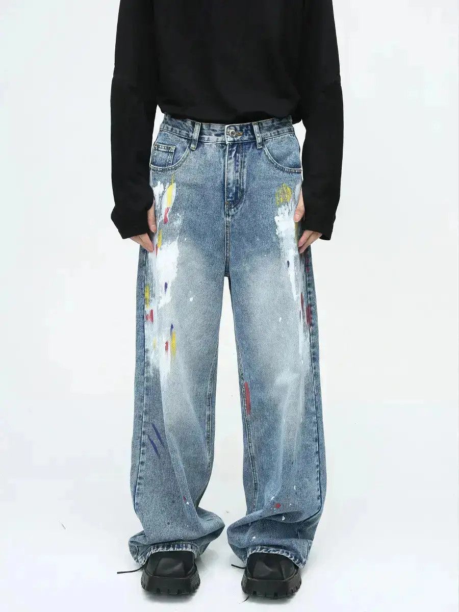 Japanese Brand Retro High Street Graffiti Loose Casual Jeans Size US 32 / EU 48 - 6 Thumbnail