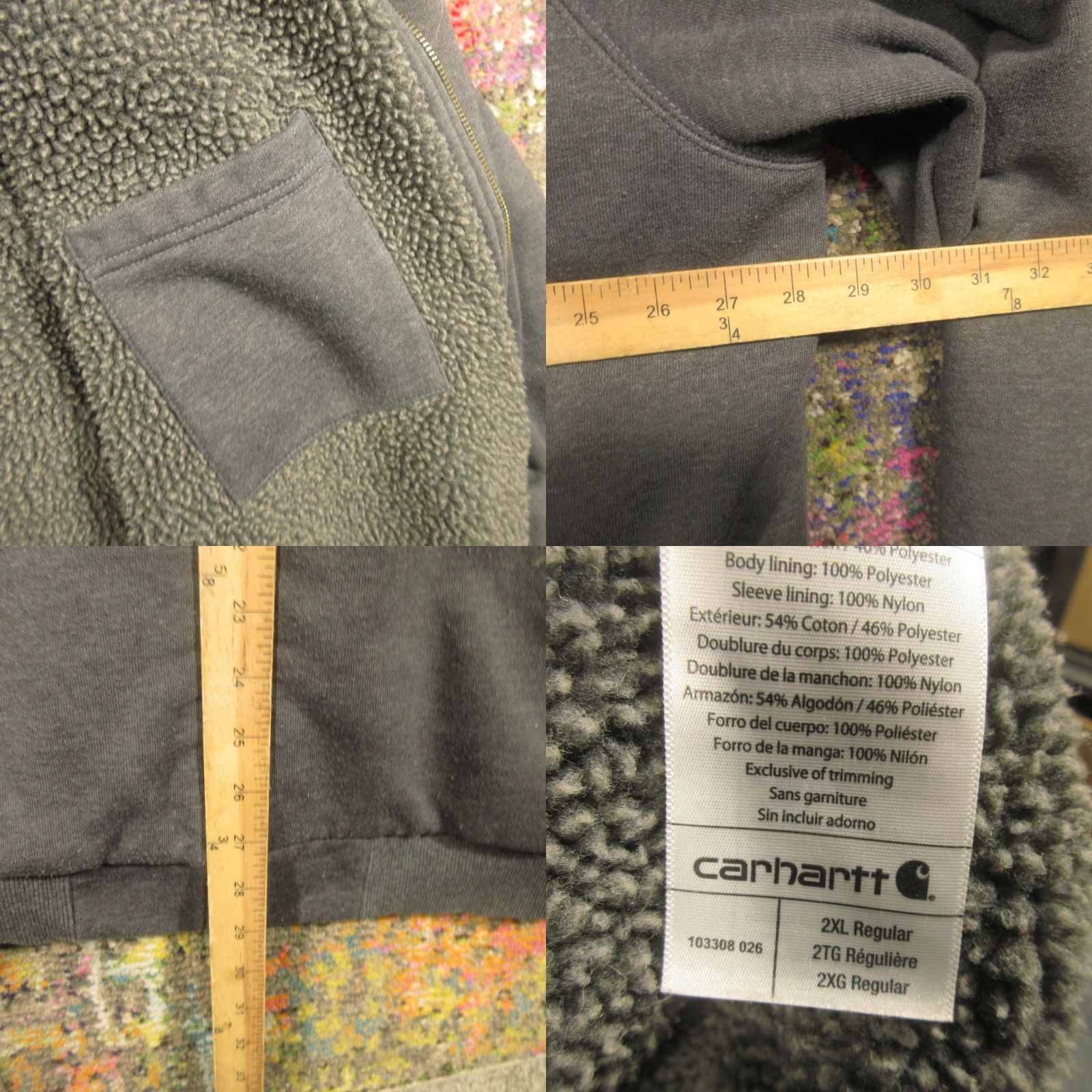 Carhartt Carhartt Rain Defender Hooded Full Zip Sherpa Lined Jacket Mens 2XL Gray Size US XXL / EU 58 / 5 - 8 Thumbnail