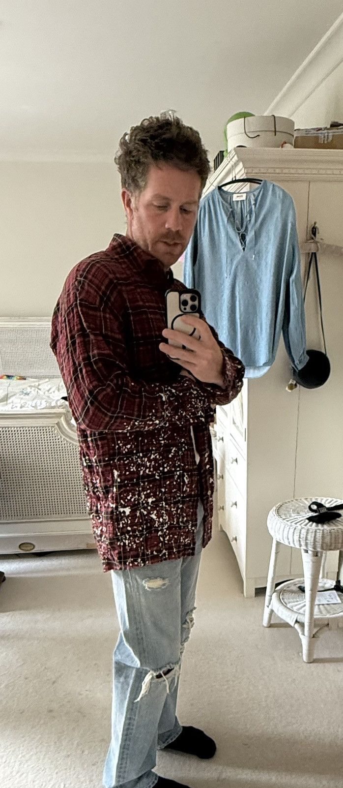 Palm Angels FW21 Palm Angels paint splatter long flannel bleached Grail Size US M / EU 48-50 / 2 - 10 Thumbnail