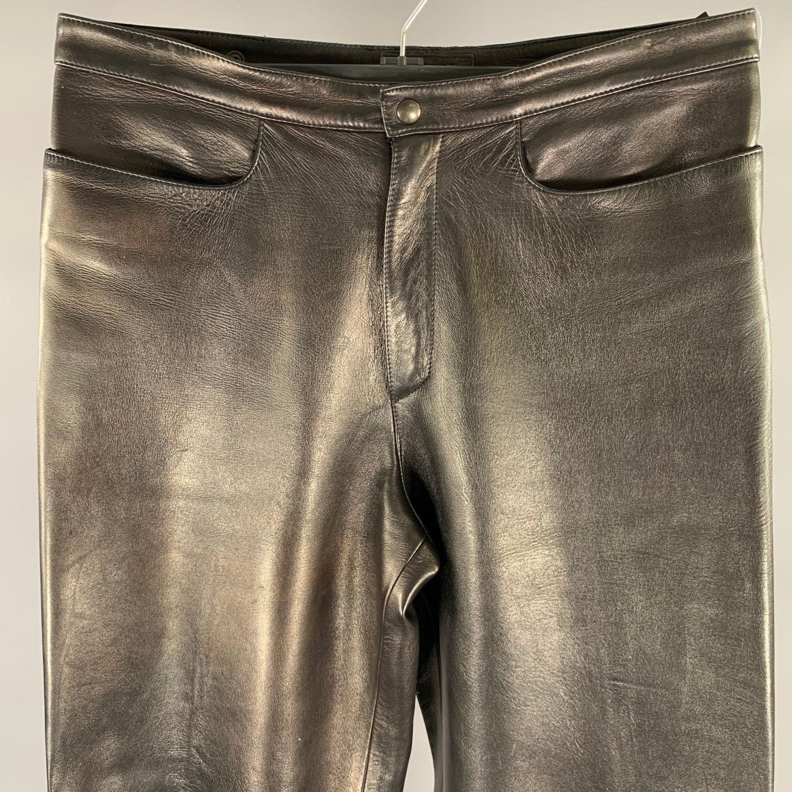 Neil Barrett NEIL BARRETT Size 31 Black Metallic Leather Dress Pants Size US 31 - 2 Thumbnail