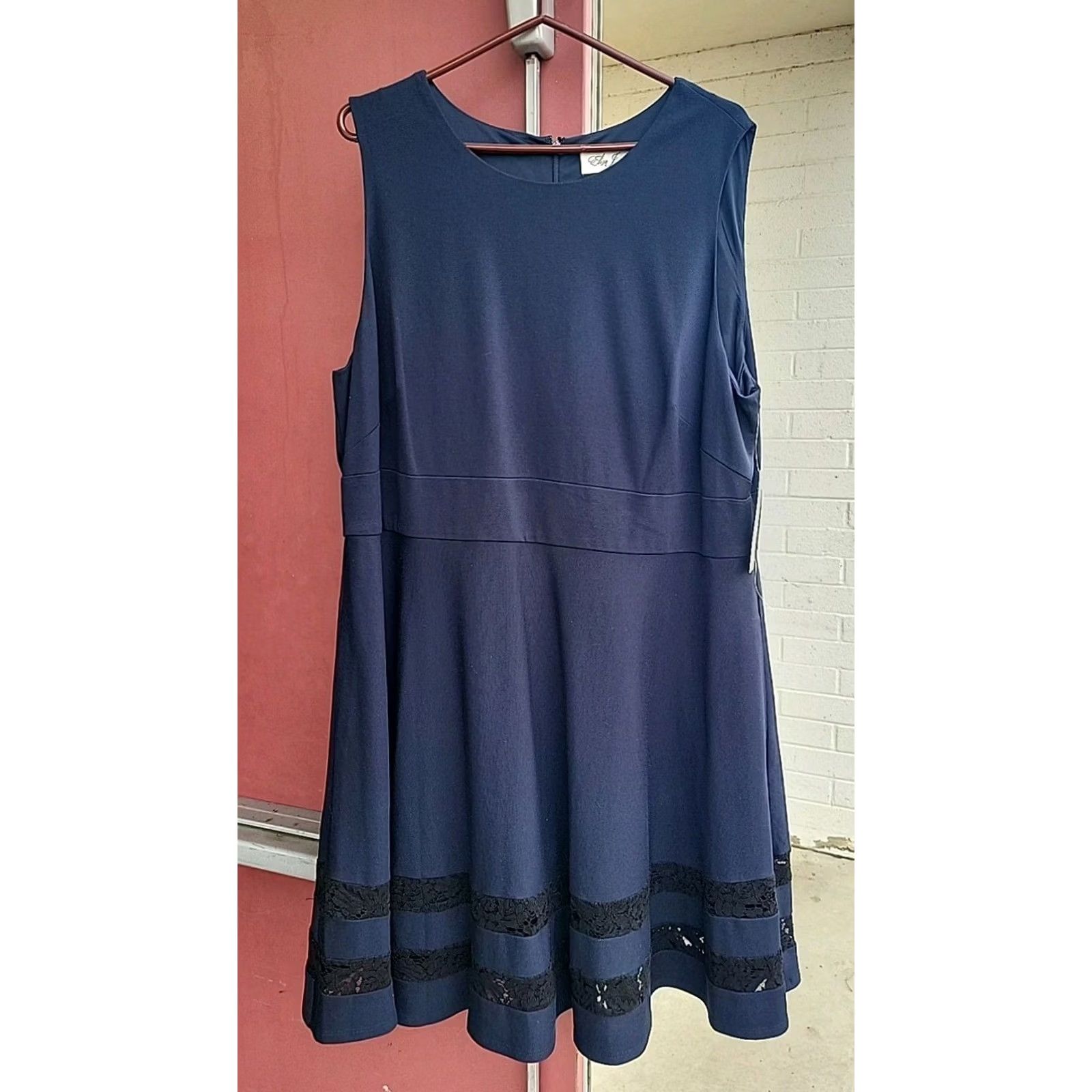 Vintage Eliza J Slip Dress Navy Blue 20W Knee Length Lined Plus Size Women Sleeveless Round Neck Party/Cocktail Casual Formal NWT MSRP 159 Size 3XL / US 20-22 - 2 Thumbnail