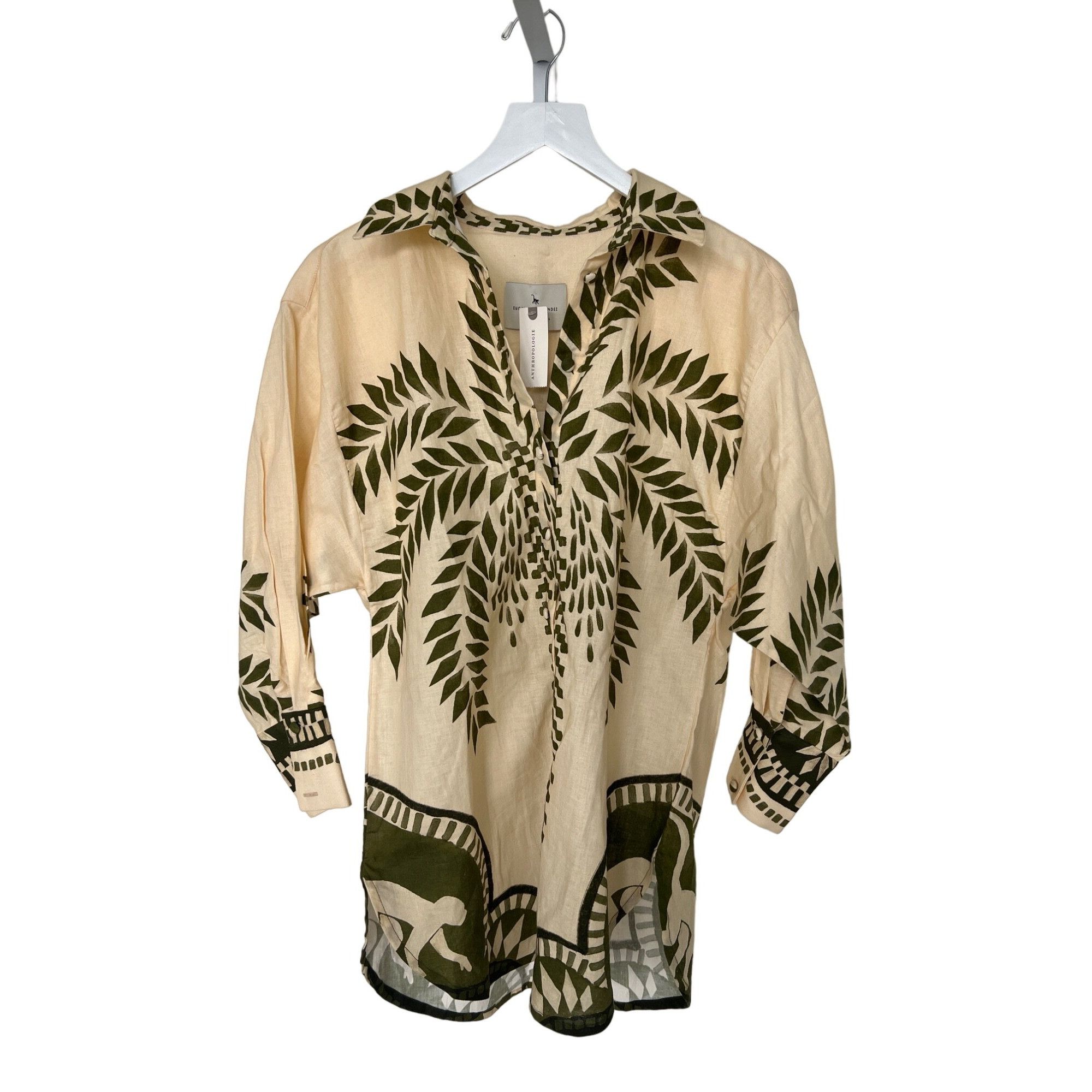 Anthropologie Eugenia Fernández Rihad Monkey Print Buttondown Blouse Size XS / US 0-2 / IT 36-38 - 5 Thumbnail