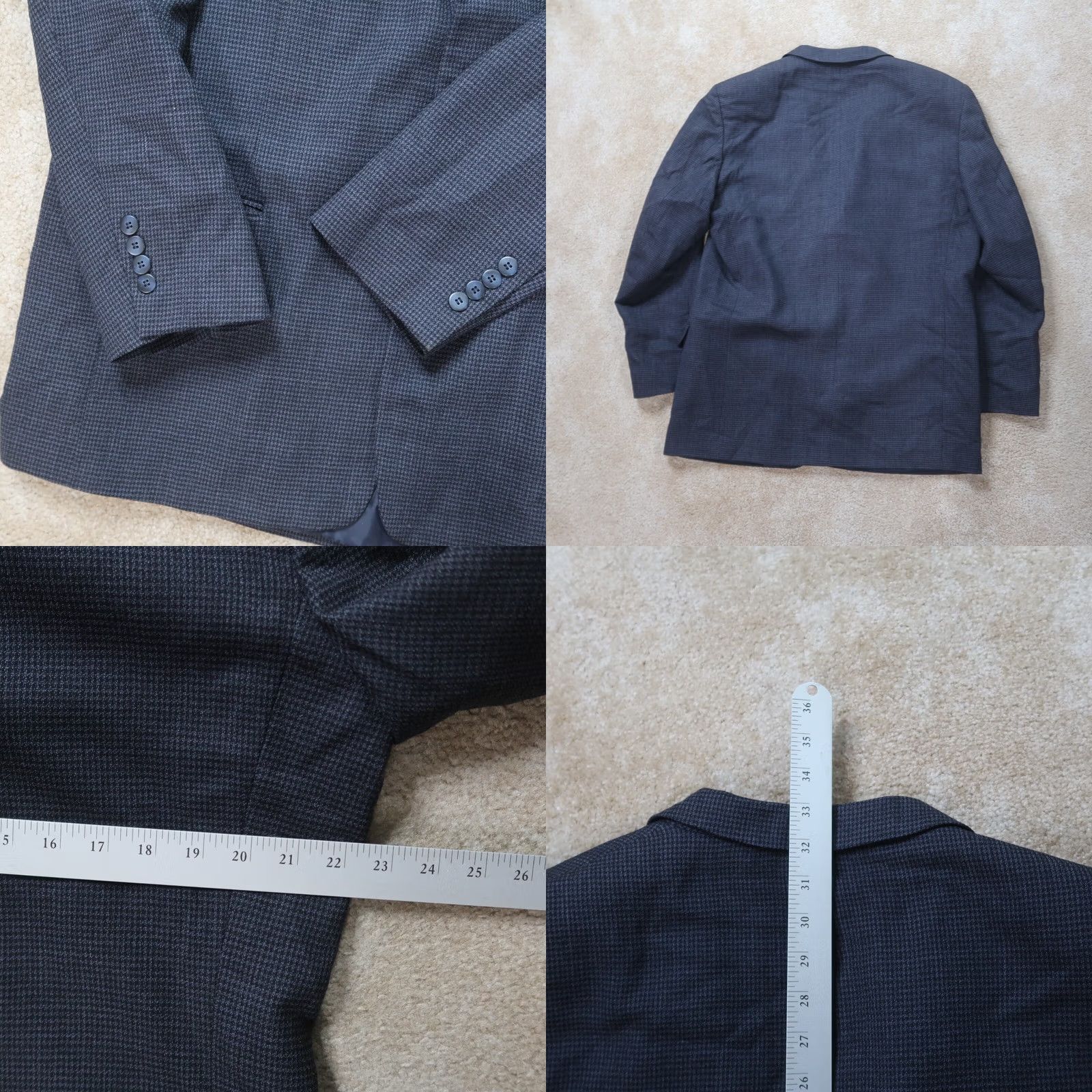 Vintage VINTAGE Marshall Field's Wool 3 Button Blazer Men 44 Blue Sport Coat Jacket Blocked Front Single-Breasted Regular Fit Tweed Classic Modern Size 44R - 8 Thumbnail