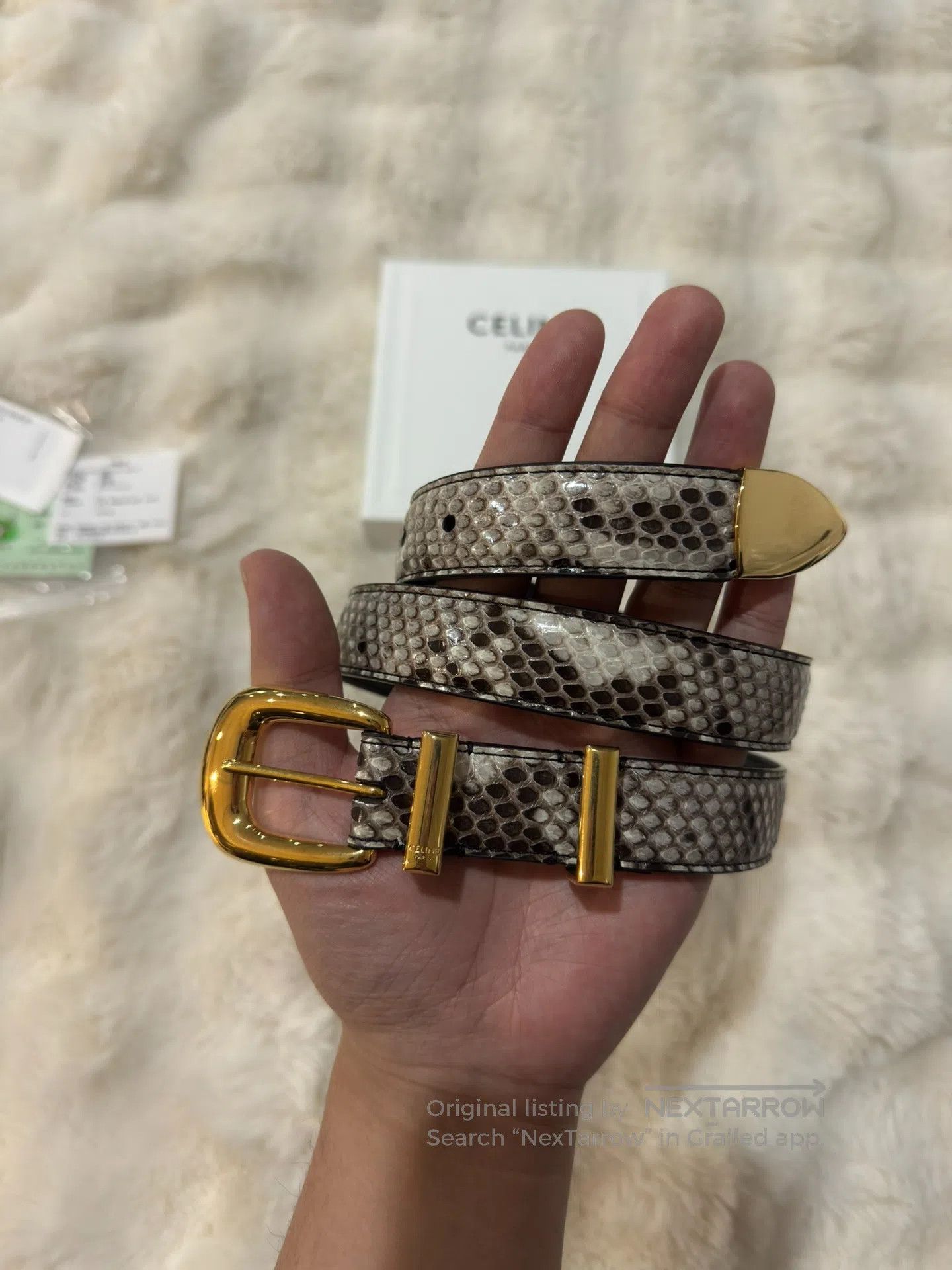 Celine CELINE size 80 Gold Buckle Rare Leather Belt| Size ONE SIZE - 2 Thumbnail