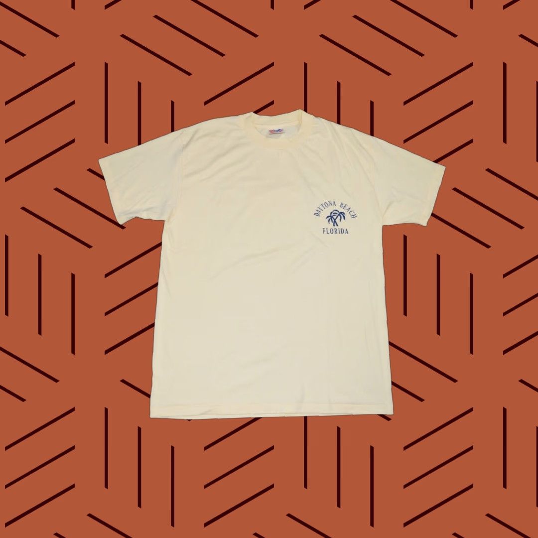 Hanes VTG Florida Daytona Beach Spello ut Shirt Tee Pale Yellow Short Sleeve 90s Size L Mens Size US L / EU 52-54 / 3 - 1 Thumbnail