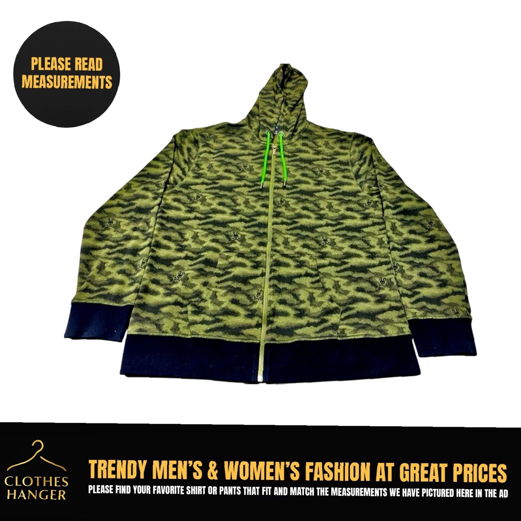 Psycho Bunny Psycho Bunny Rockaway Camo Print Full Zip Up Hoodie Mens Green 3XL Size US XXL / EU 58 / 5 - 2 Thumbnail