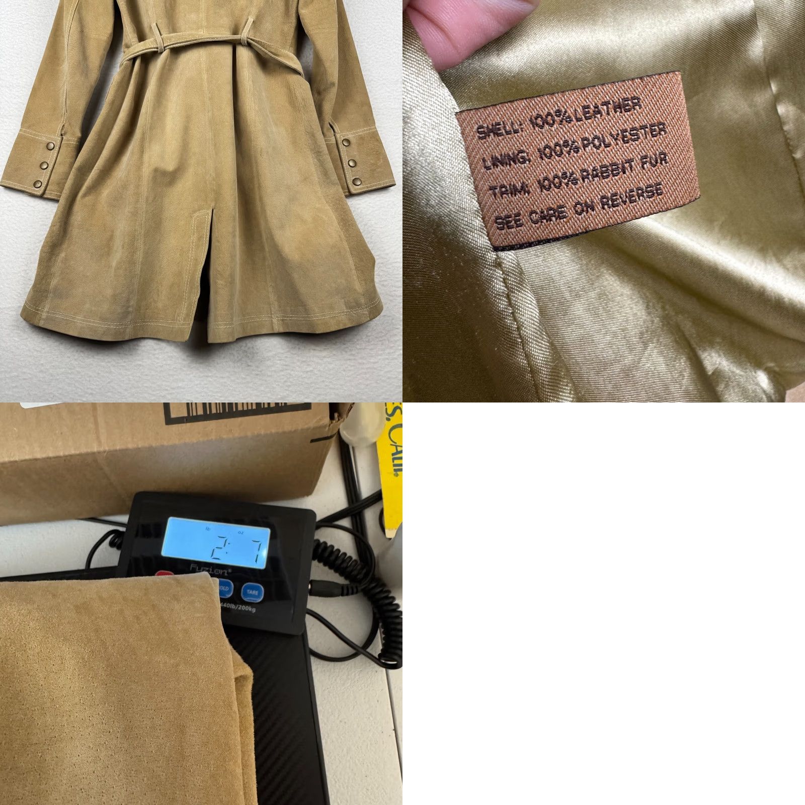 Vintage VINTAGE Arden B Womens Medium Brown Leather Suede Coat Rabbit Fur Lined Collar Coat Trench Lined Womens M Brown Fall Winter Size M / US 6-8 / IT 42-44 - 9 Thumbnail