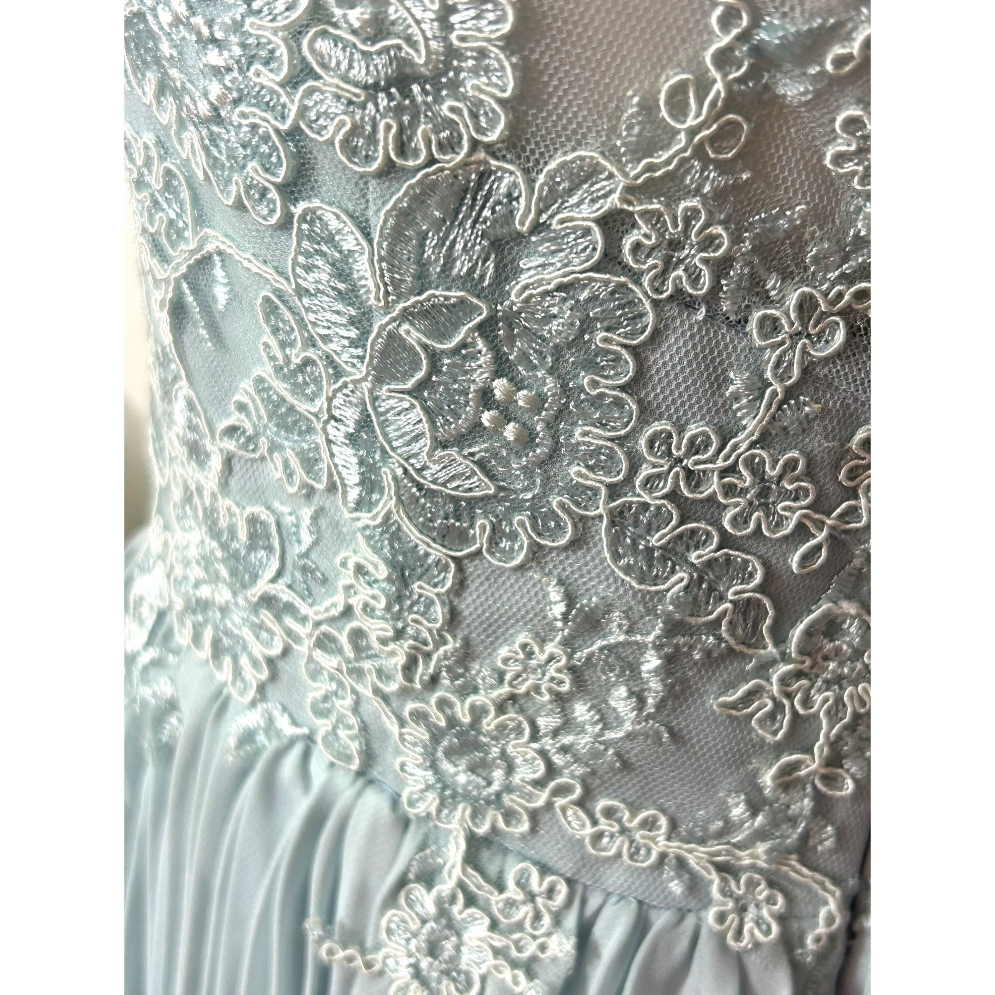 Other JJ’s House Cocktail Dress 4 Blue Green Lace Chiffon Pleats S Size S / US 4 / IT 40 - 11 Thumbnail