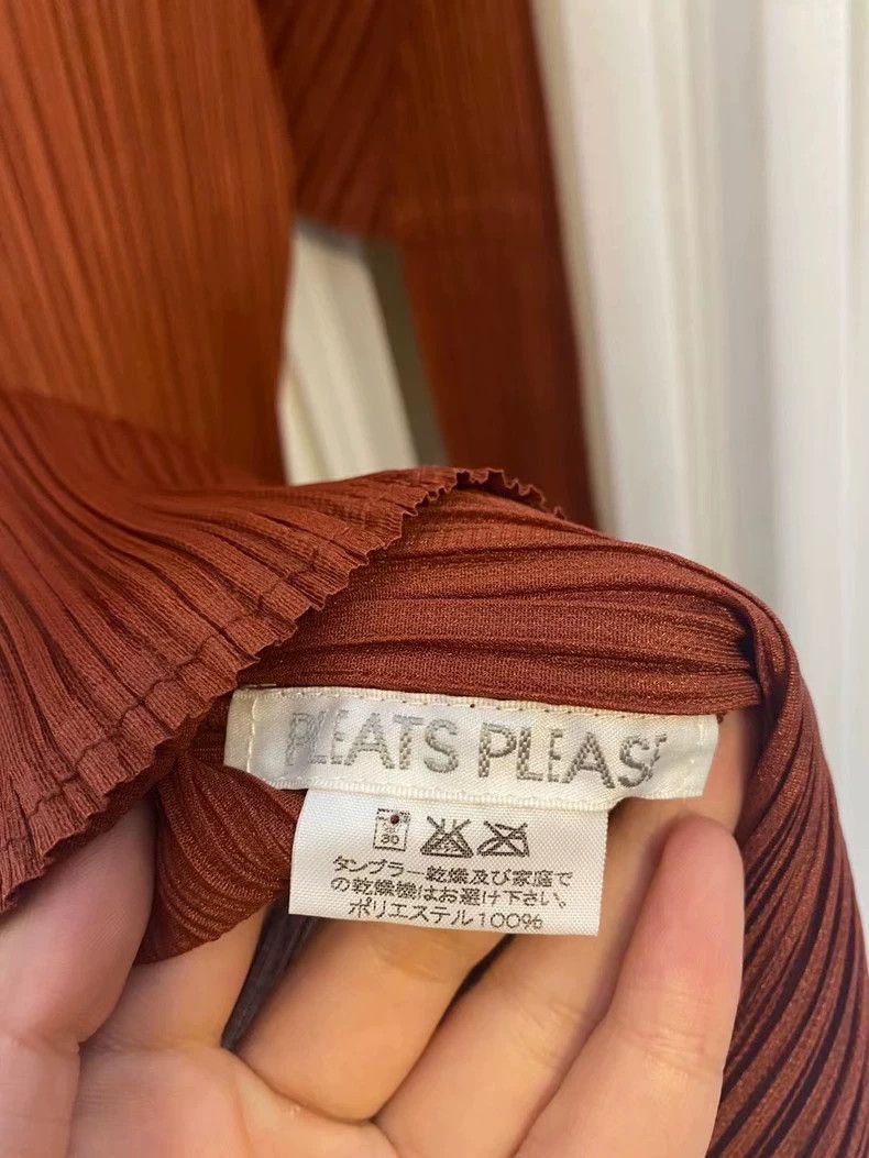 Issey Miyake issey miyake size:3 Orange-red pleated long-sleeved top Size XXS / US 00 / IT 34 - 3 Thumbnail