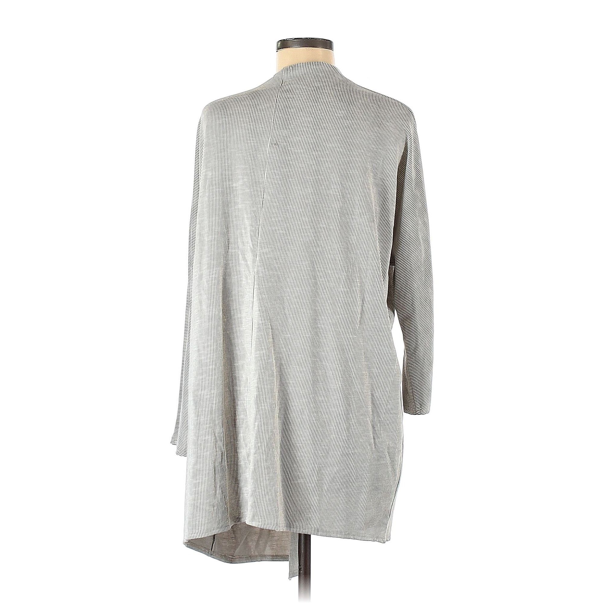 DONNI. DONNI Light Gray and White Stripped Open Front Cardigan Size Size ONE SIZE - 2 Thumbnail