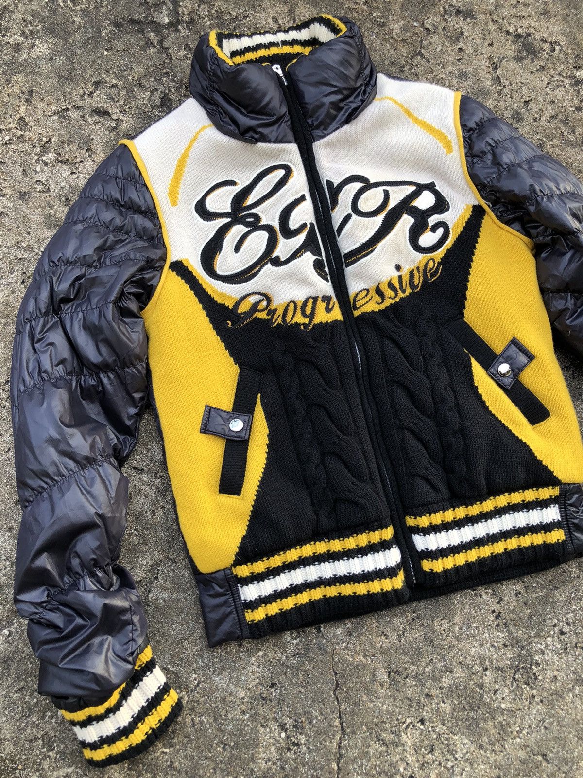 Japanese Brand Exr Progressive Zipper Up Knit Puffer Streetwear Winter MOTO Size US M / EU 48-50 / 2 - 1 Thumbnail