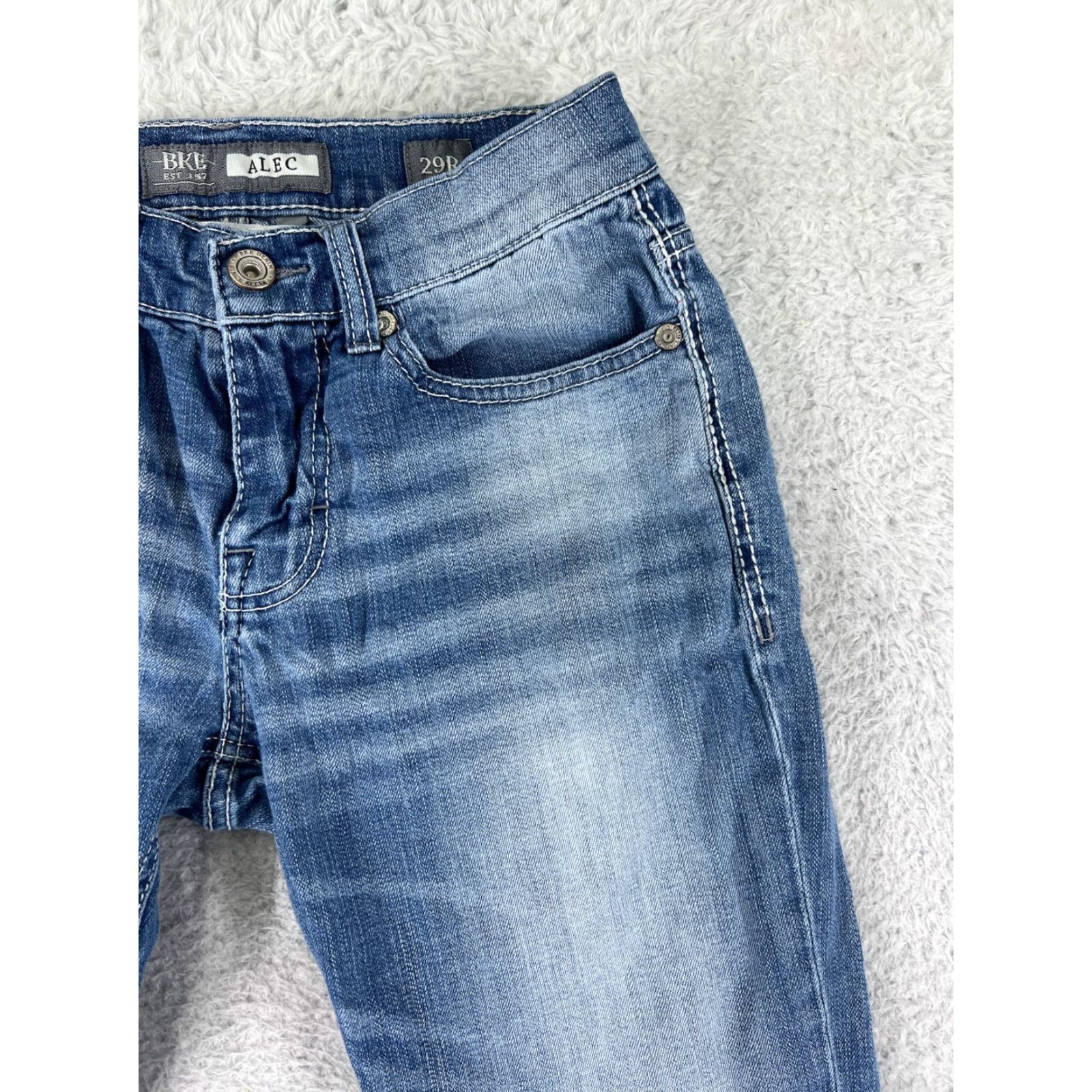 Vintage Buckle Jeans Adult 29 Blue Denim Straight 5-Pocket Bke 27x30 Regular Cotton Buckle Brand Men Pants Size 29 Blue Denim Jeans Size US 29 - 6 Thumbnail
