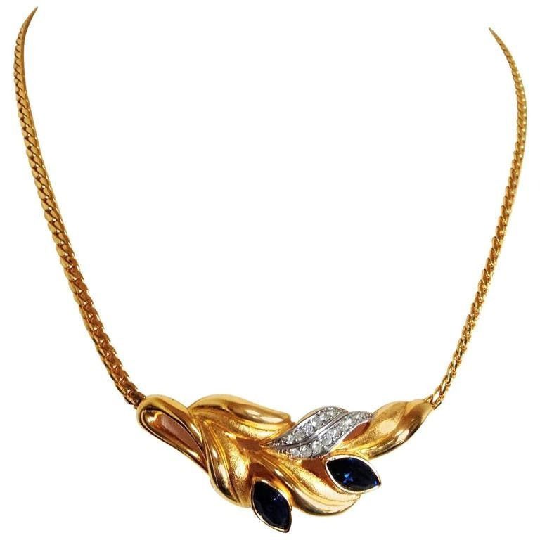 Lanvin MINT. Vintage LANVIN golden chain necklace with golden leaf Size ONE SIZE - 1 Thumbnail