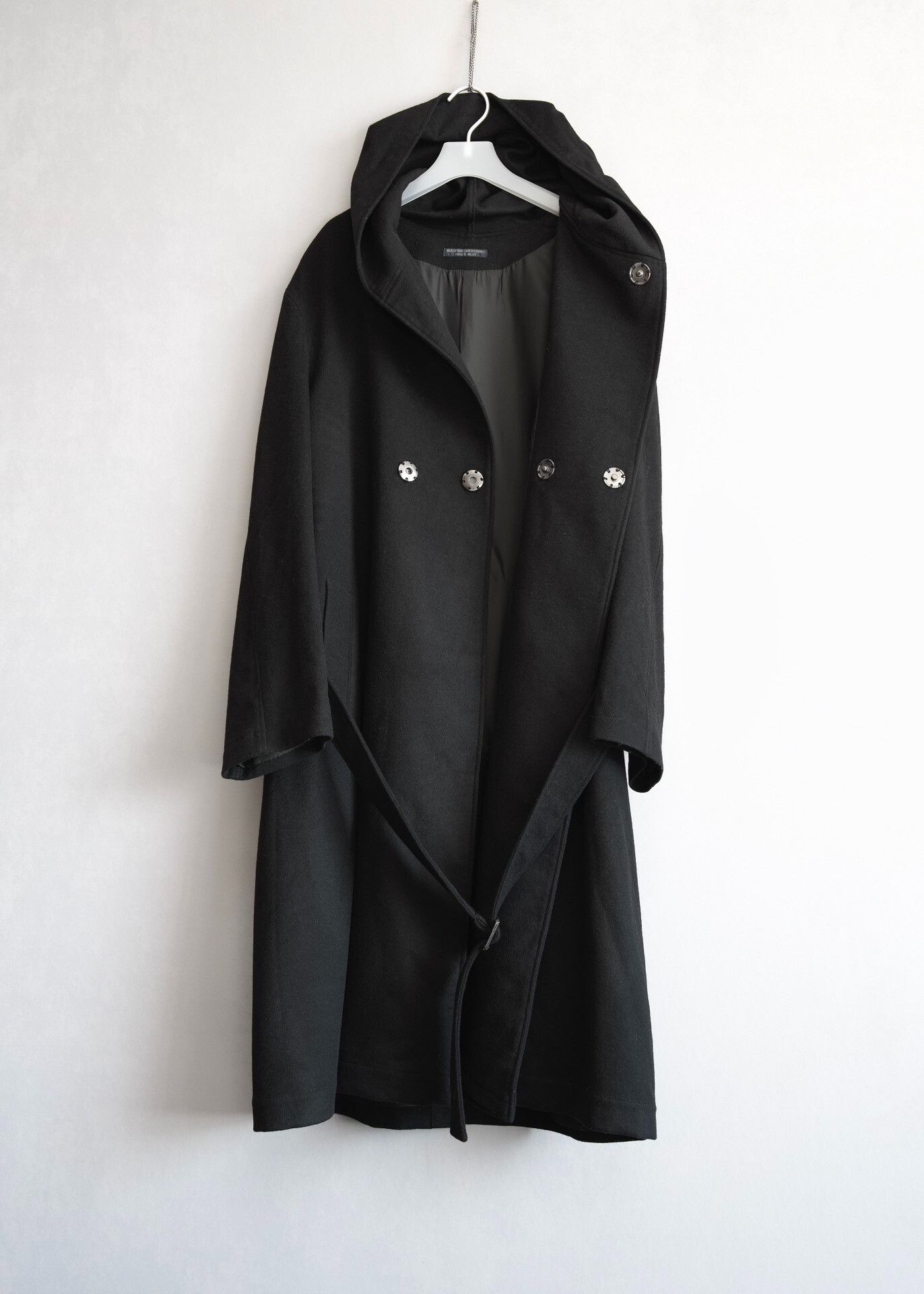 Yohji Yamamoto Black Boxer Coat with Tie