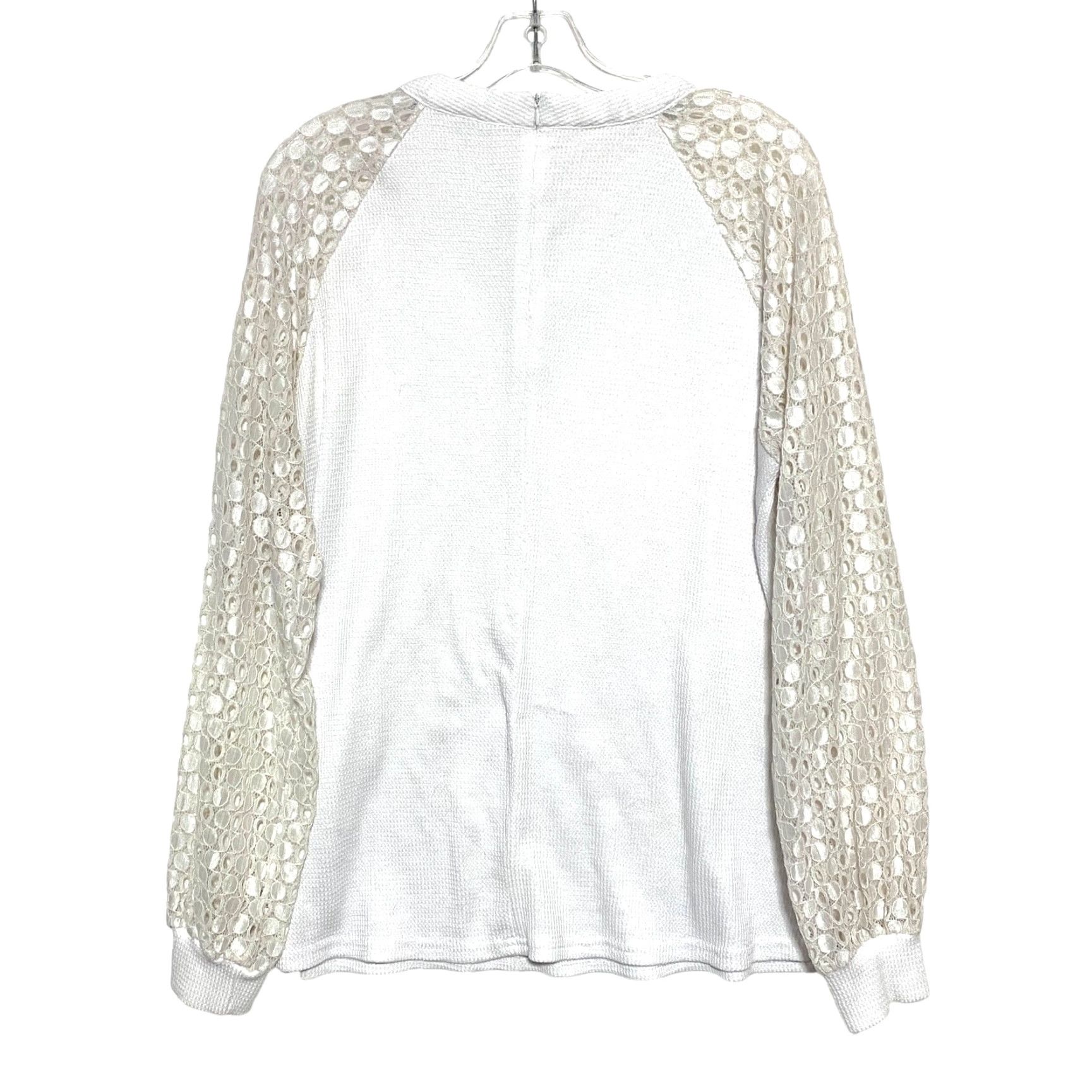 Vintage Miholl Waffle Knit Blouse Womens XL Lace Balloon Sleeve Eyelet Angelcore Boho Shirt Angelcore Womens XL White Size XL / US 12-14 / IT 48-50 - 3 Thumbnail