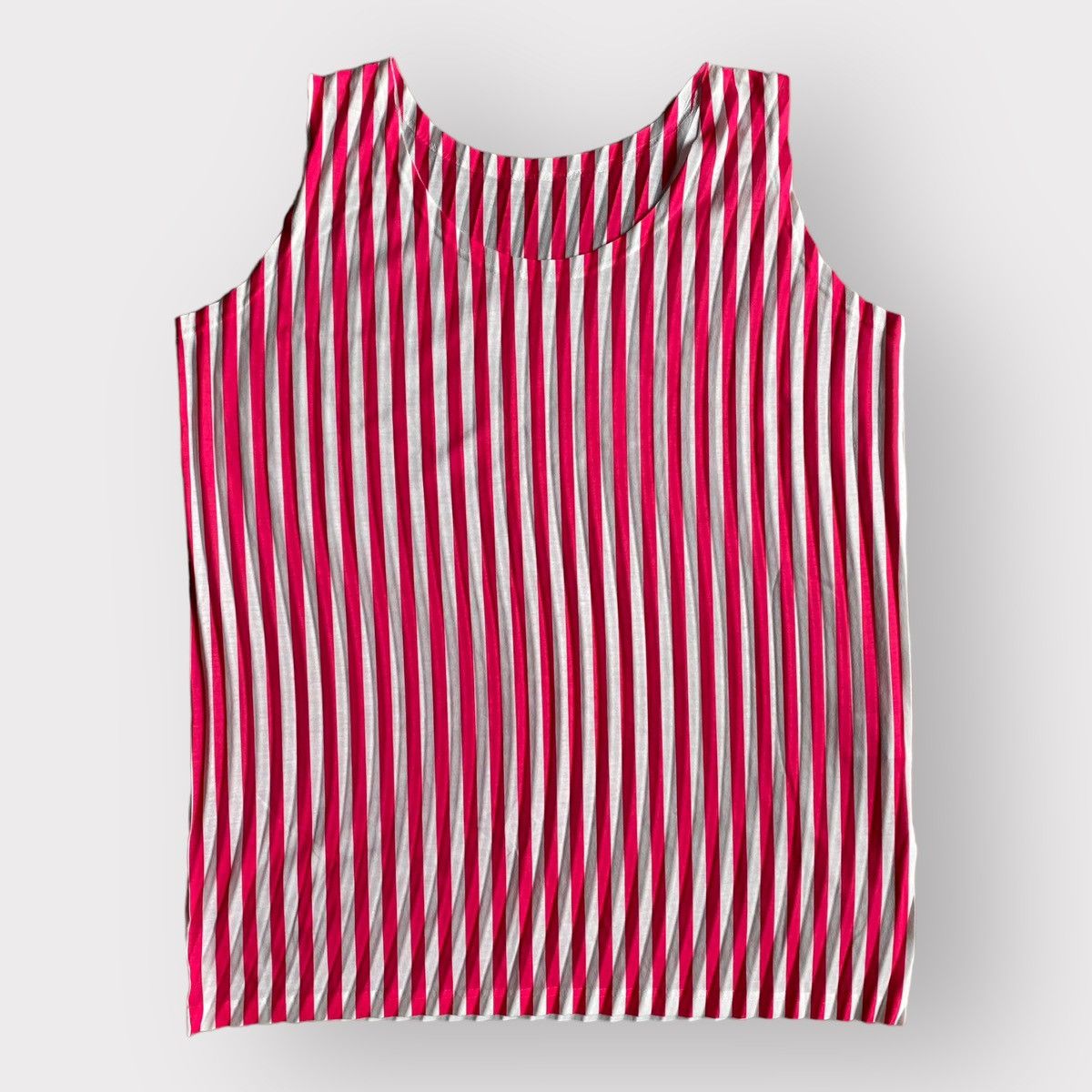 Issey Miyake Issey Miyake Me Pink Stripe Pleated Tank Top Size M / US 6-8 / IT 42-44 - 2 Thumbnail