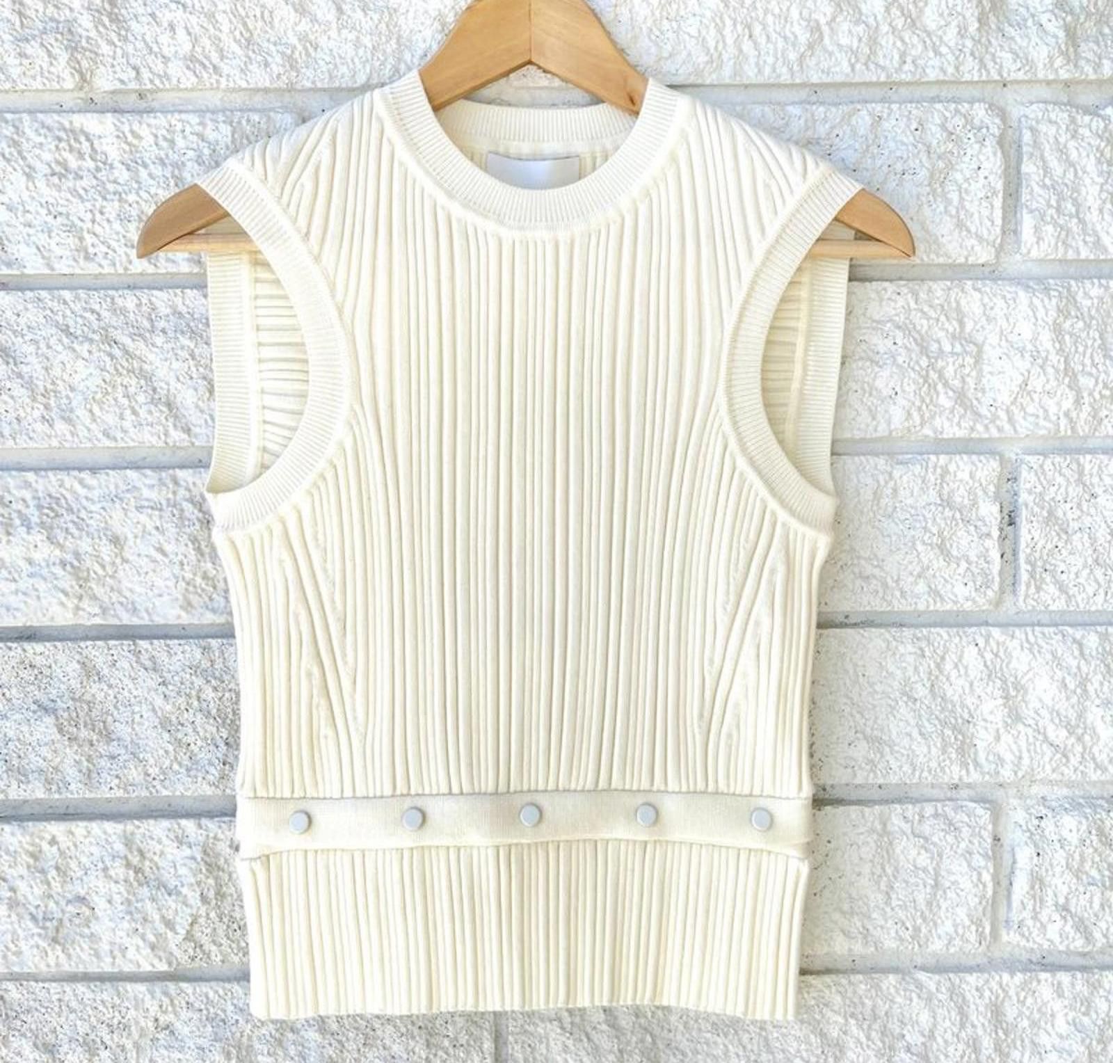 3.1 Phillip Lim 3.1 Phillip Lim Cream Ribbed Sleeveless Sweater XS Size XS / US 0-2 / IT 36-38 - 7 Thumbnail