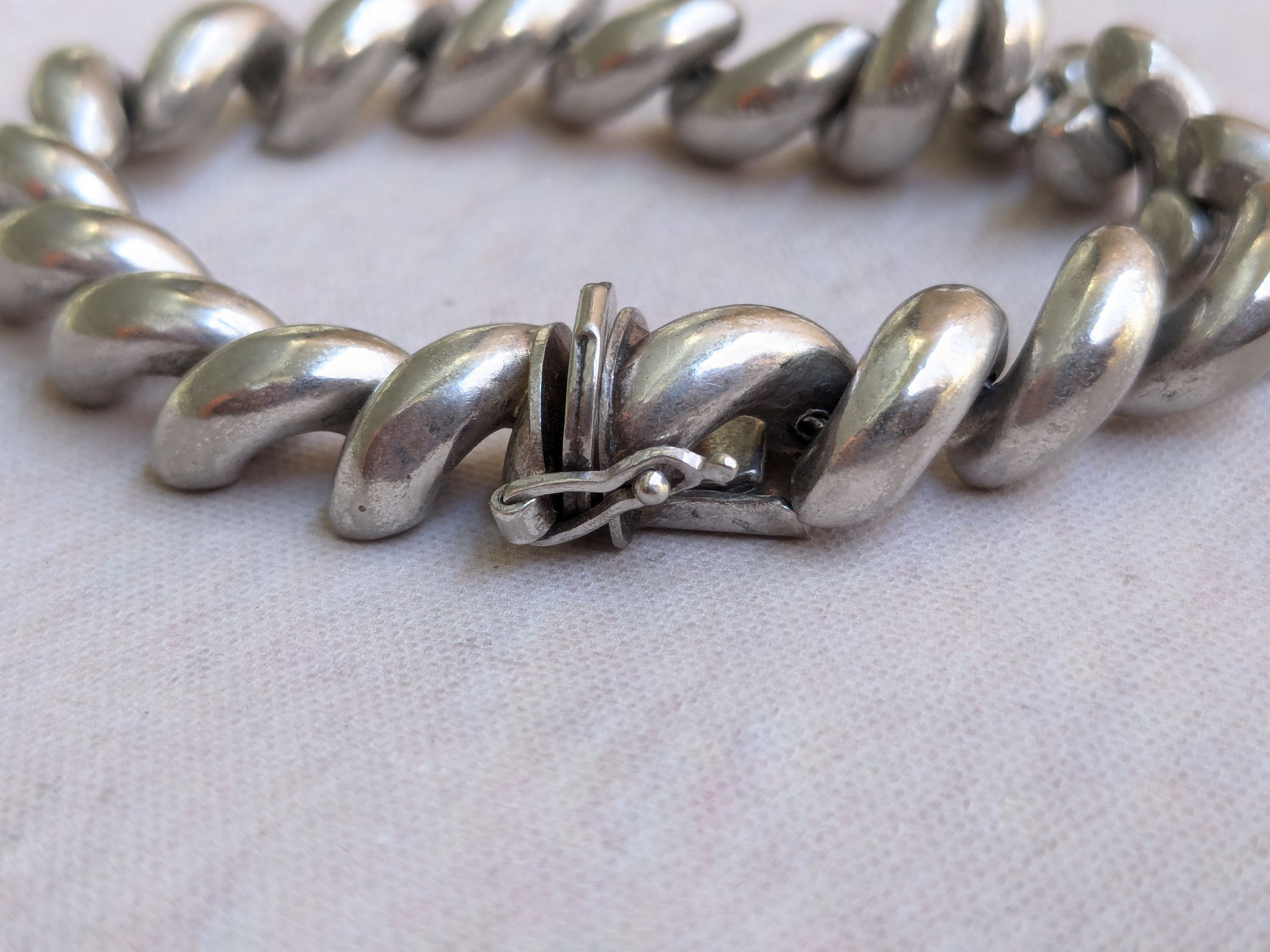 Vintage Vintage Sterling Silver Bracelet San Marcos Macaroni 7 Size ONE SIZE - 11 Thumbnail