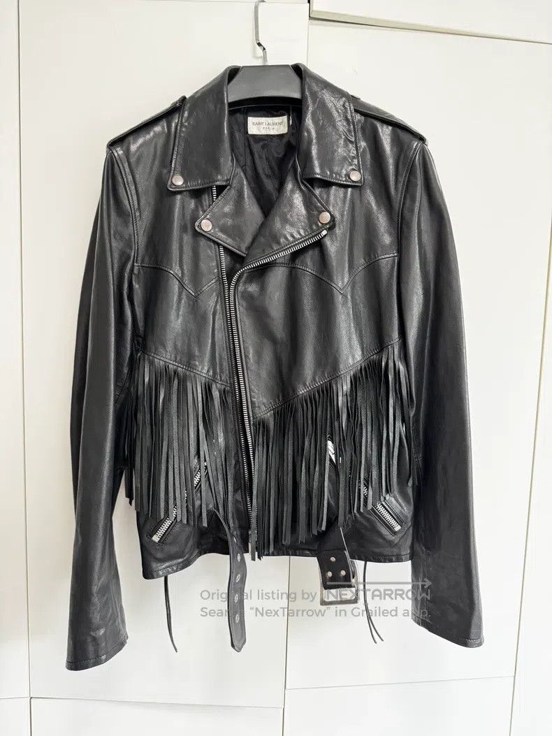 Saint Laurent Paris Saint Laurent Paris Frilled Motorcycle Leather Jacket Size US M / EU 48-50 / 2 - 3 Thumbnail