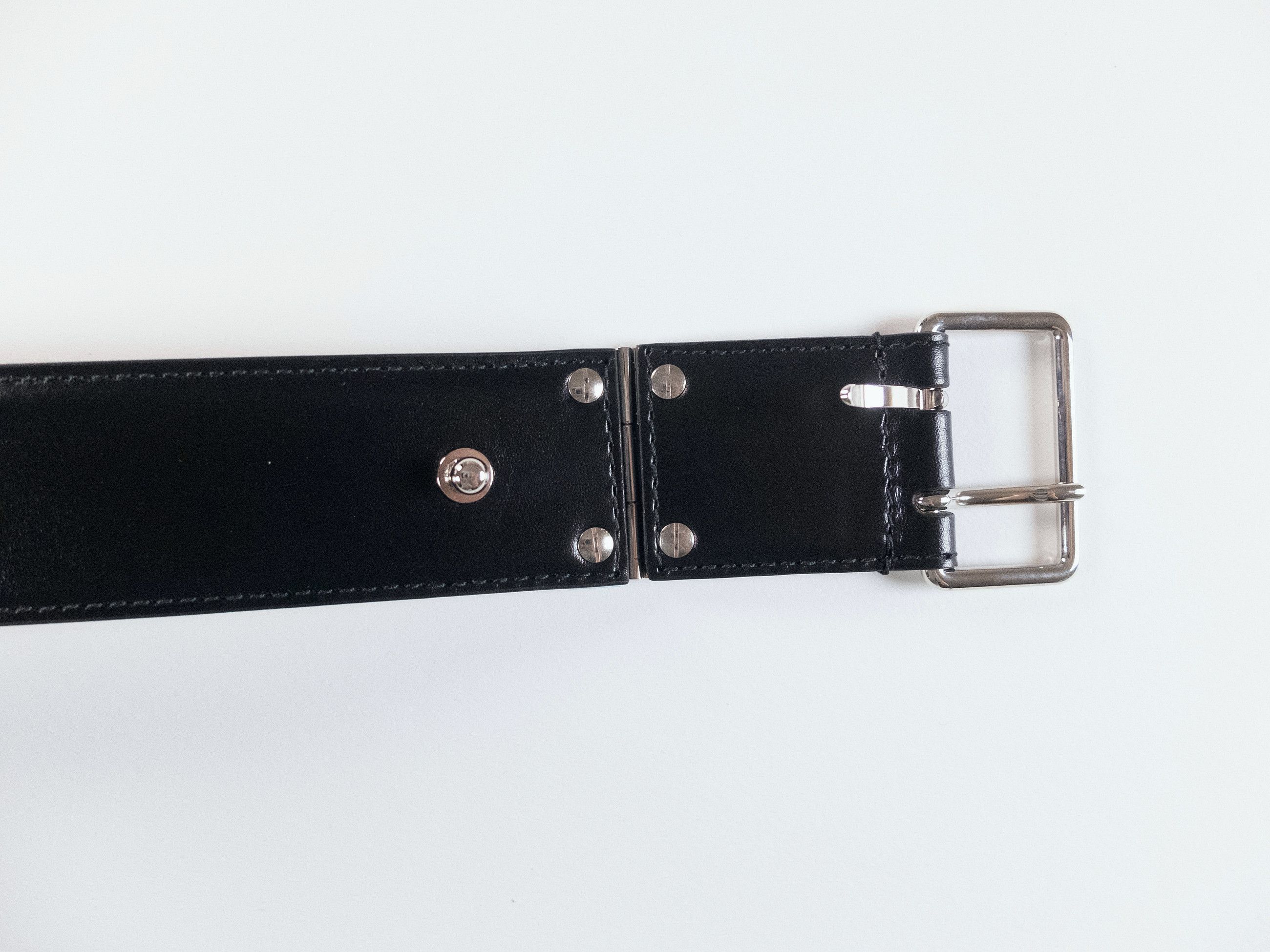 Alexander McQueen ALEXANDER MCQUEEN black leather military belt Size 100 q Size 38 - 6 Thumbnail