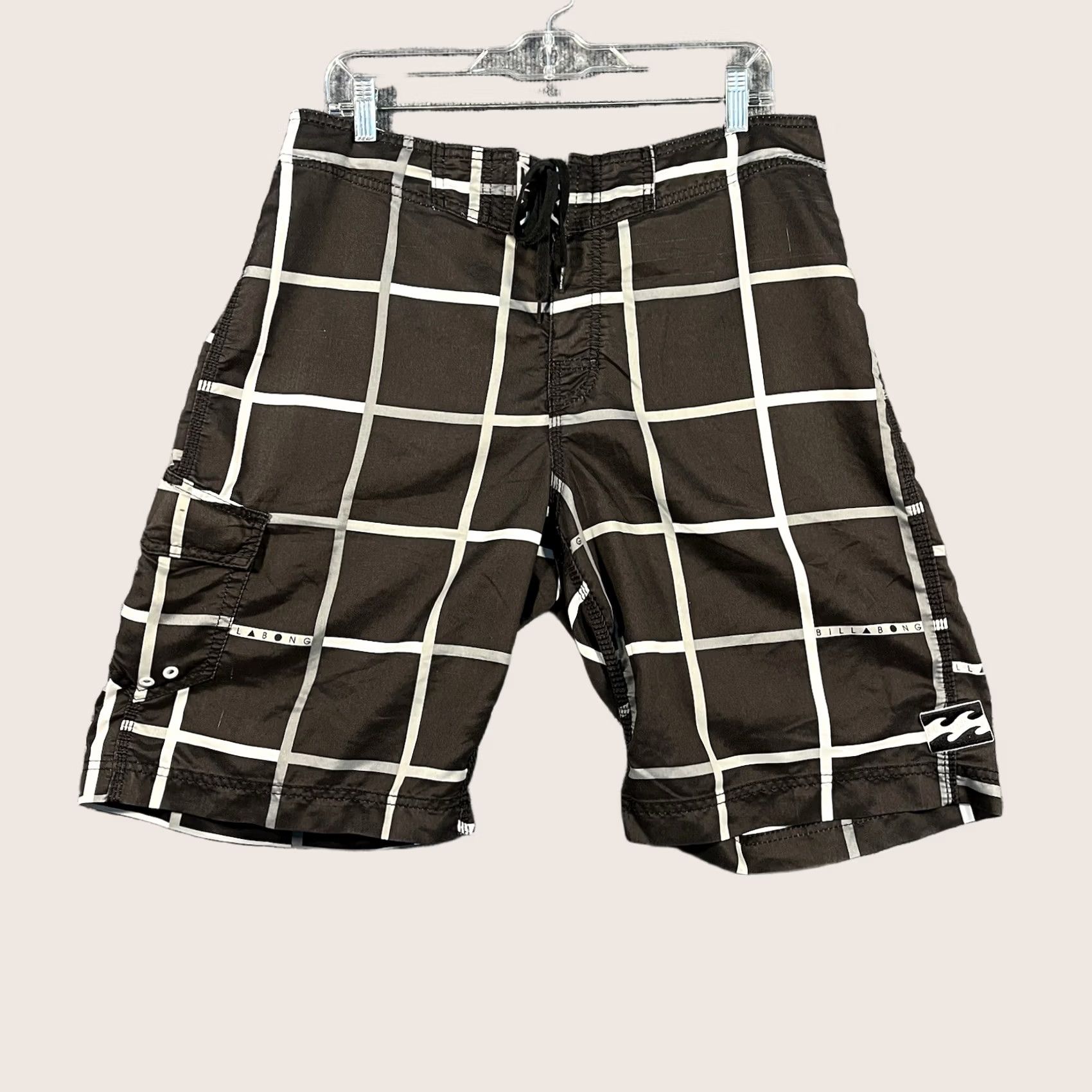 Billabong VINTAGE Billabong Board Shorts Swim Trunks Gray Plaid Embroidered Mens 32 Irons Size US 32 / EU 48 - 1 Thumbnail