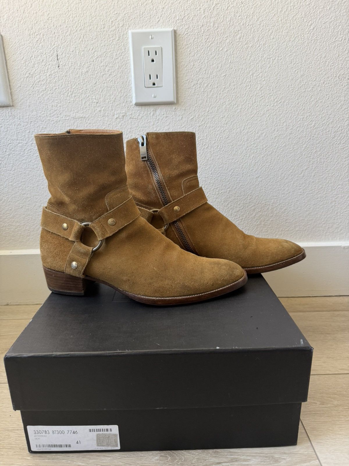 Saint Laurent Paris FW13 Ochre Suede Harness Wyatt Boots 41 Size US 8.5 / EU 41-42 - 1 Thumbnail