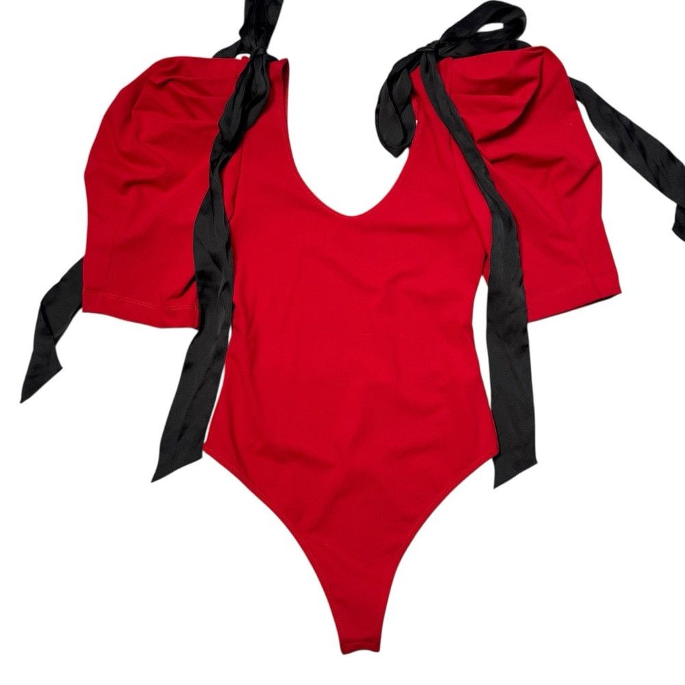Free People NWT New Free People What A Girl Wants Bodysuit Red Black Ti Size S / US 4 / IT 40 - 3 Thumbnail