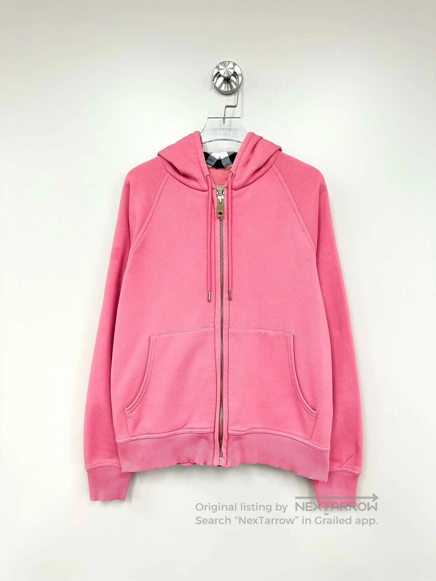 Burberry Burberry Pink Hooded Plaid Zip-up Hoodie Jacket| Size L / US 10 / IT 46 - 1 Thumbnail