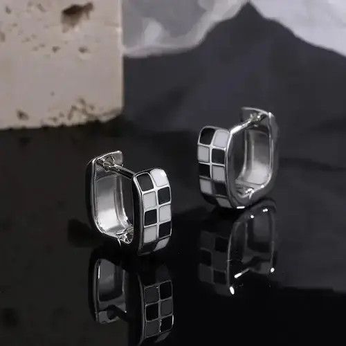 Other Black Lattice Square Shape Earrings Size ONE SIZE - 4 Thumbnail