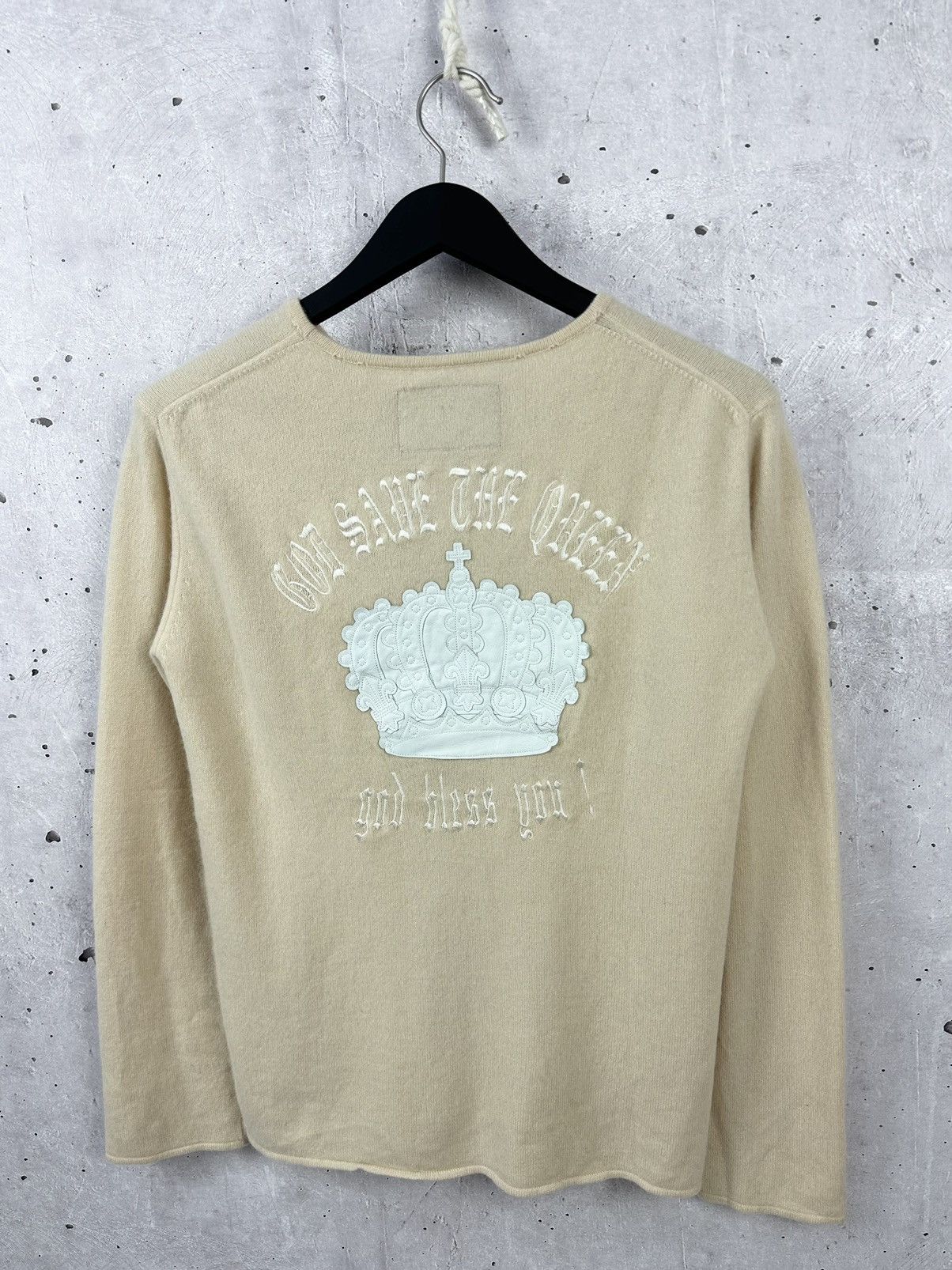 Japanese Brand × Vintage Vintage Made in Japan God Save The Queen Cashmere Sweater Size US M / EU 48-50 / 2 - 1 Thumbnail