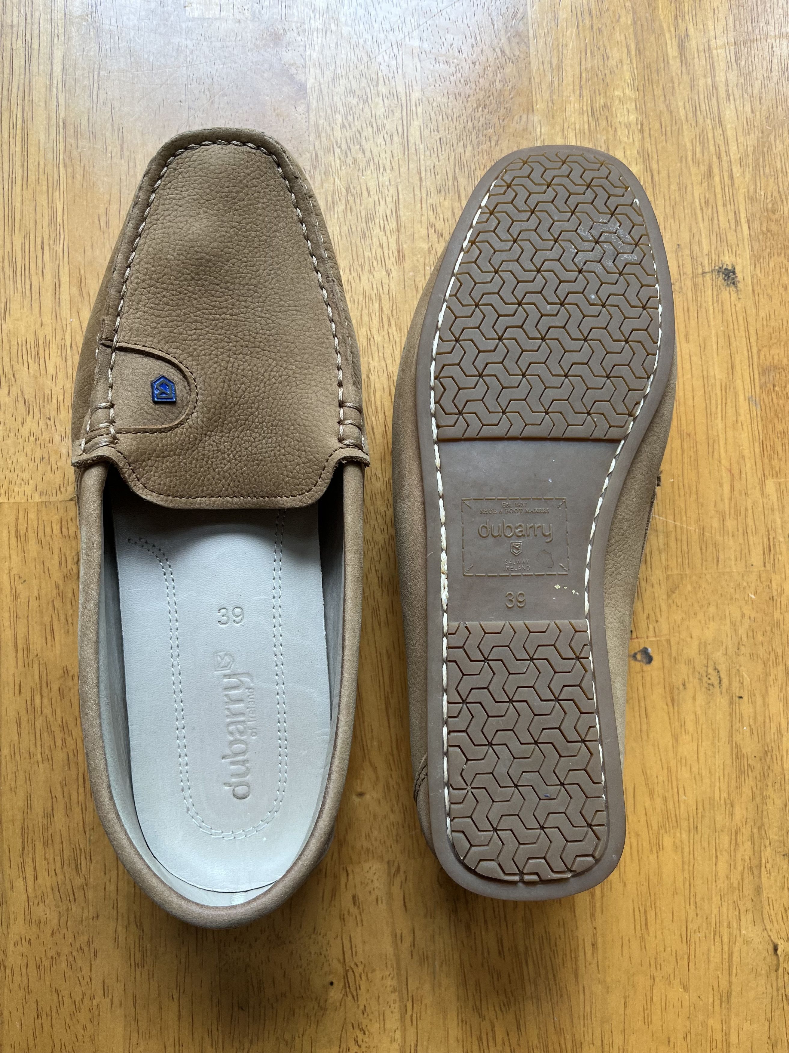 image of Dubs Dubarry Of Ireland Bali Leather Loafer Tan Boat Slip On in Tan Camel, Women's (Size 9)