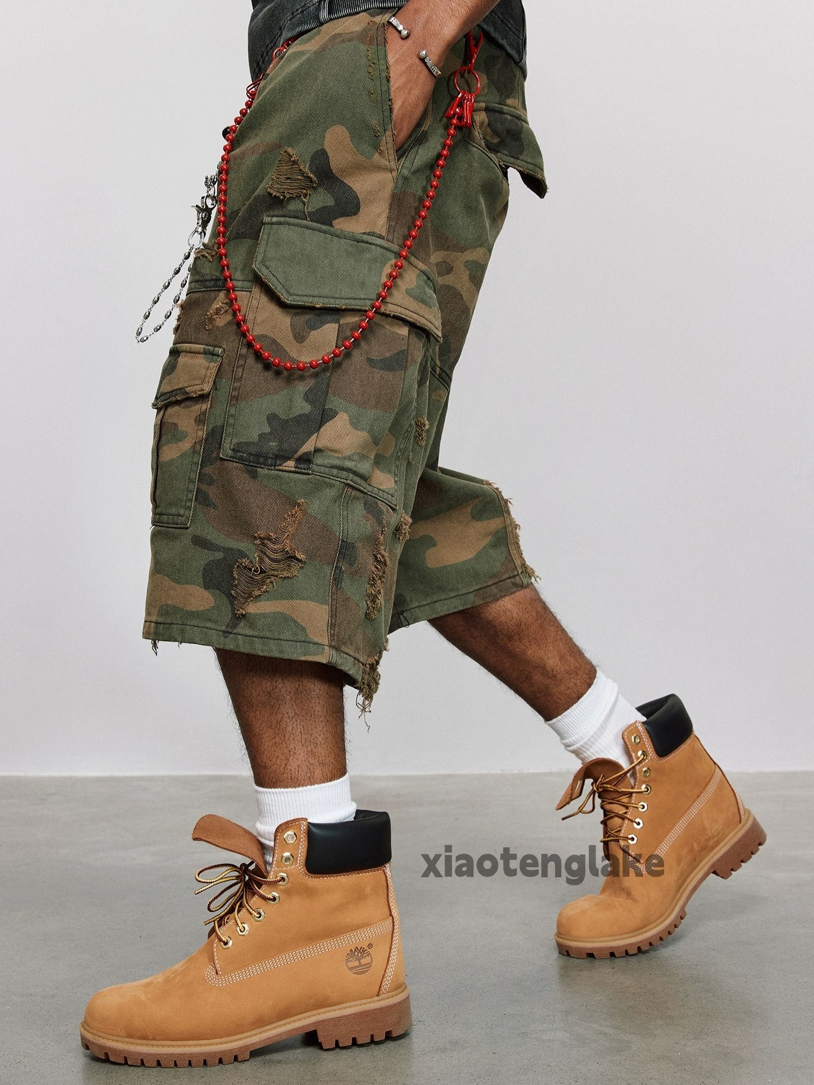 camo washed faded military baggy grunge ripped shorts