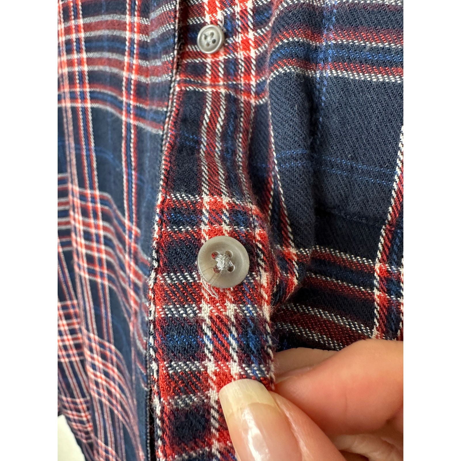 Treasure & Bond Treasure & Bond Navy Plaid Collared Button Boyfriend Shirt L Size L / US 10 / IT 46 - 6 Thumbnail