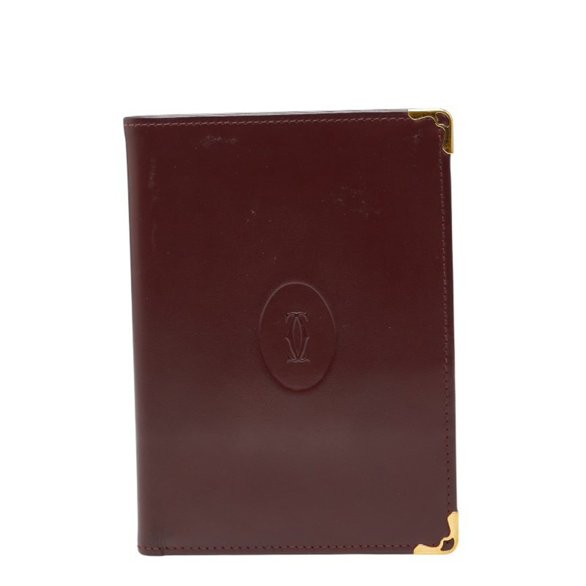 Cartier Must Line Business Card Case/Card Case/Billfold Wine Red 