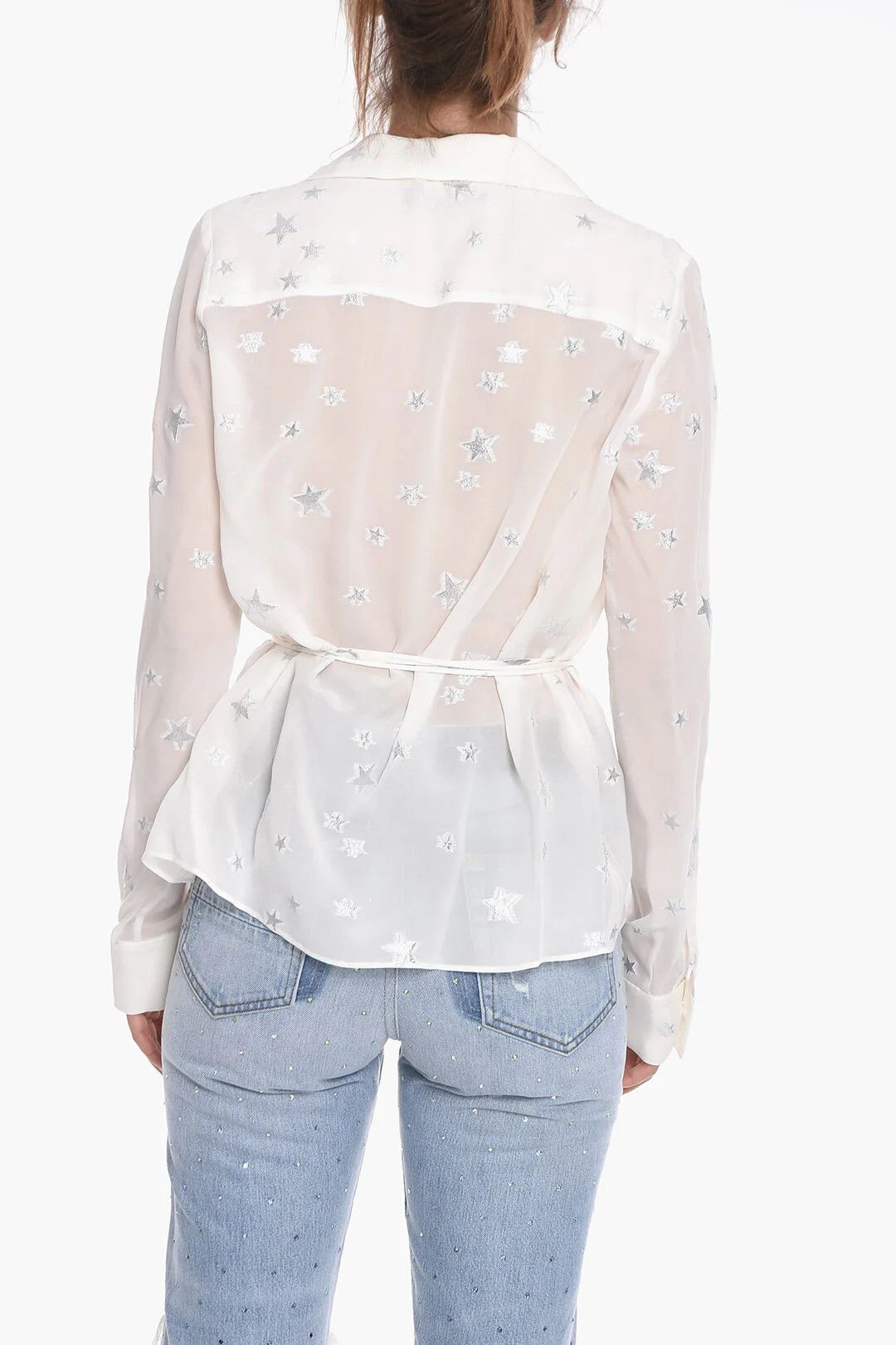 Amiri og1mm0426 Silk-Blend Wrap Shirt in White Size XS / US 0-2 / IT 36-38 - 2 Thumbnail