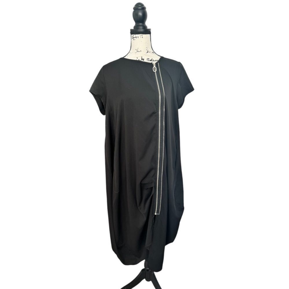 Other Stella Marina Collezione black asymmetrical zipper dress Size M / US 6-8 / IT 42-44 - 1 Thumbnail