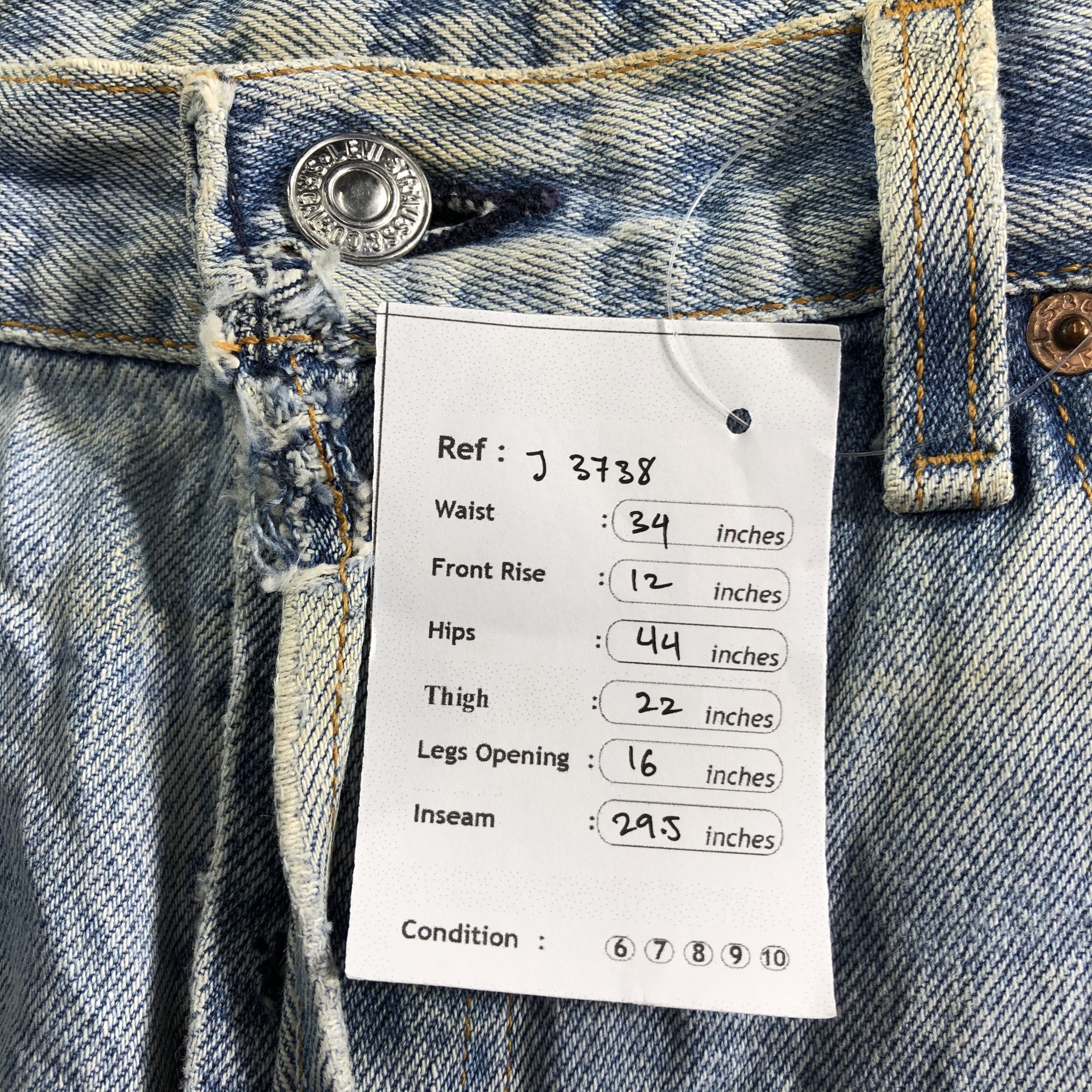 Levi's 90s Vintage Light Wash Levis 501 Jeans-J3738 Size US 34 / EU 50 - 14 Thumbnail