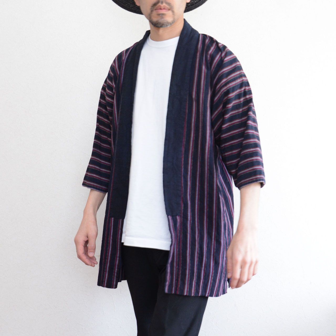 Other Vintage Japanese Noragi Indigo Stripe Cotton Jacket Size L / US 10 / IT 46 - 11 Thumbnail