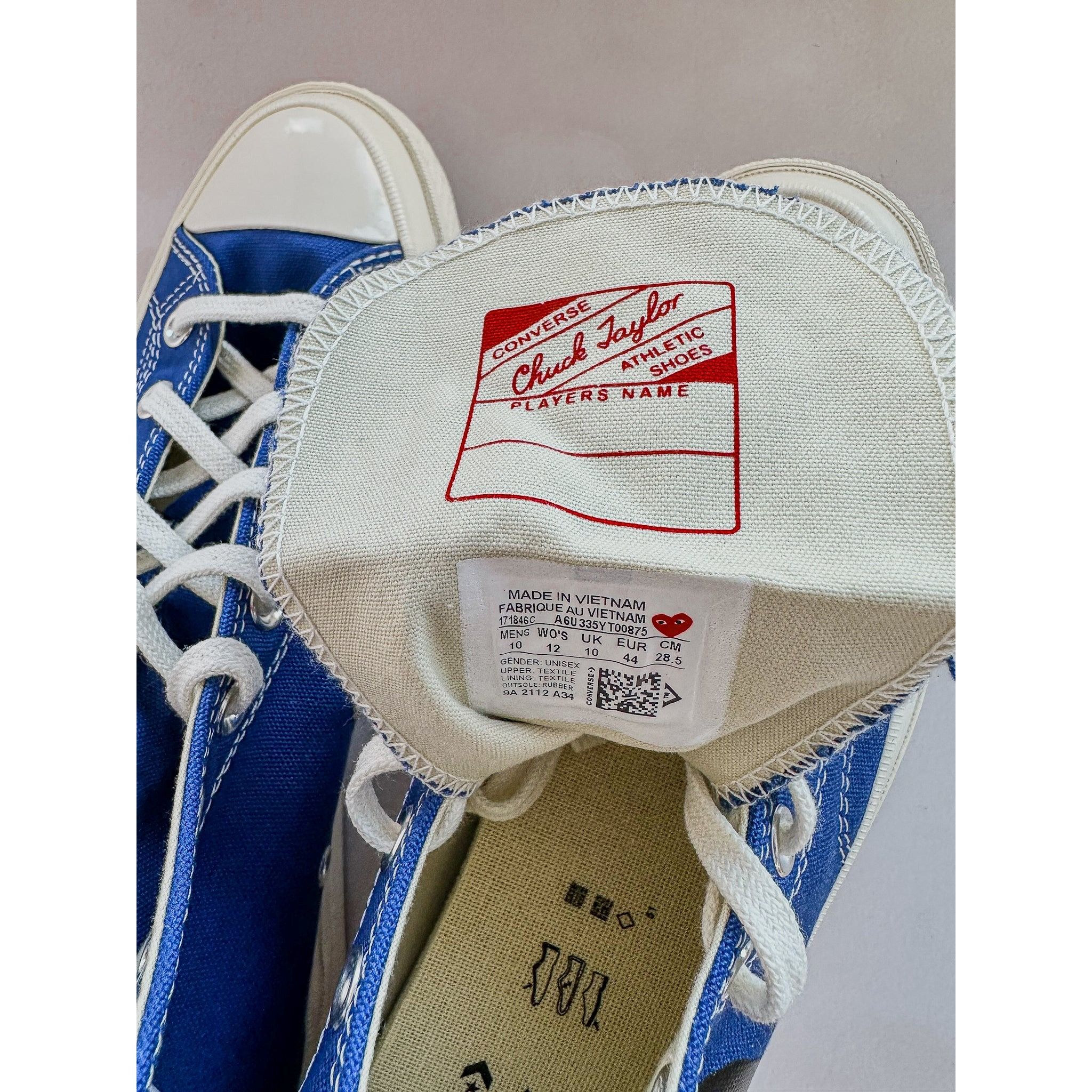 Comme des Garcons Converse X Comme Des Garçons Blue Chuck 70 Hi Tops Size US 11 / EU 44 - 10 Thumbnail