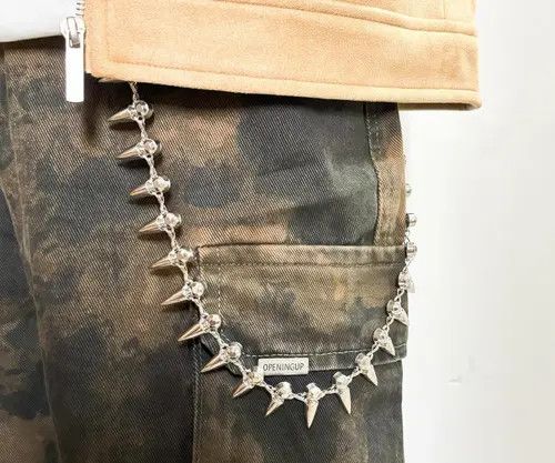 Jewelry Silver Spiked Wallet Chain Accessory for Pants, Punk Style Size ONE SIZE - 5 Thumbnail